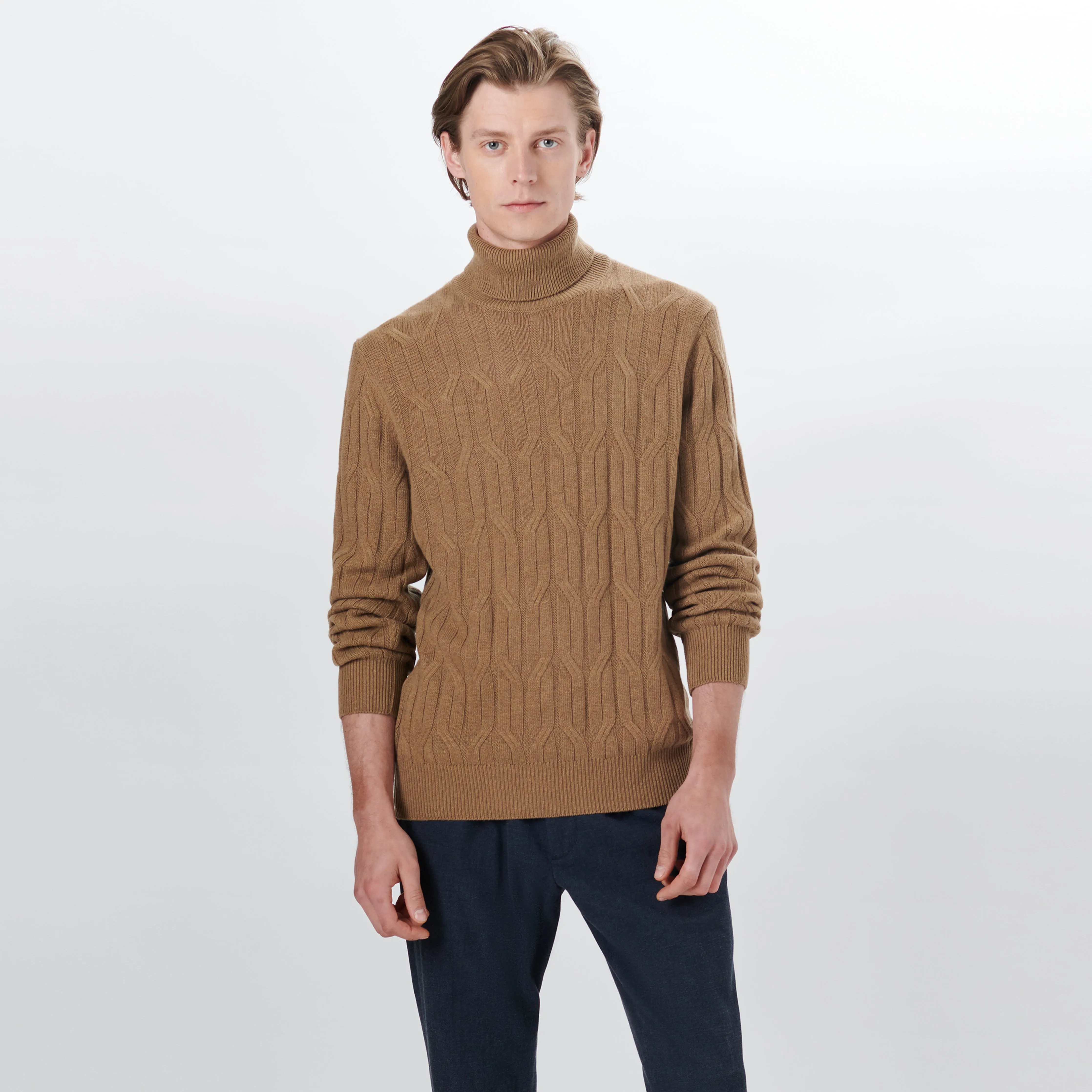 Turtle Neck Cable Jacquard Sweater sold by Bugatchi product image thumbnail 2