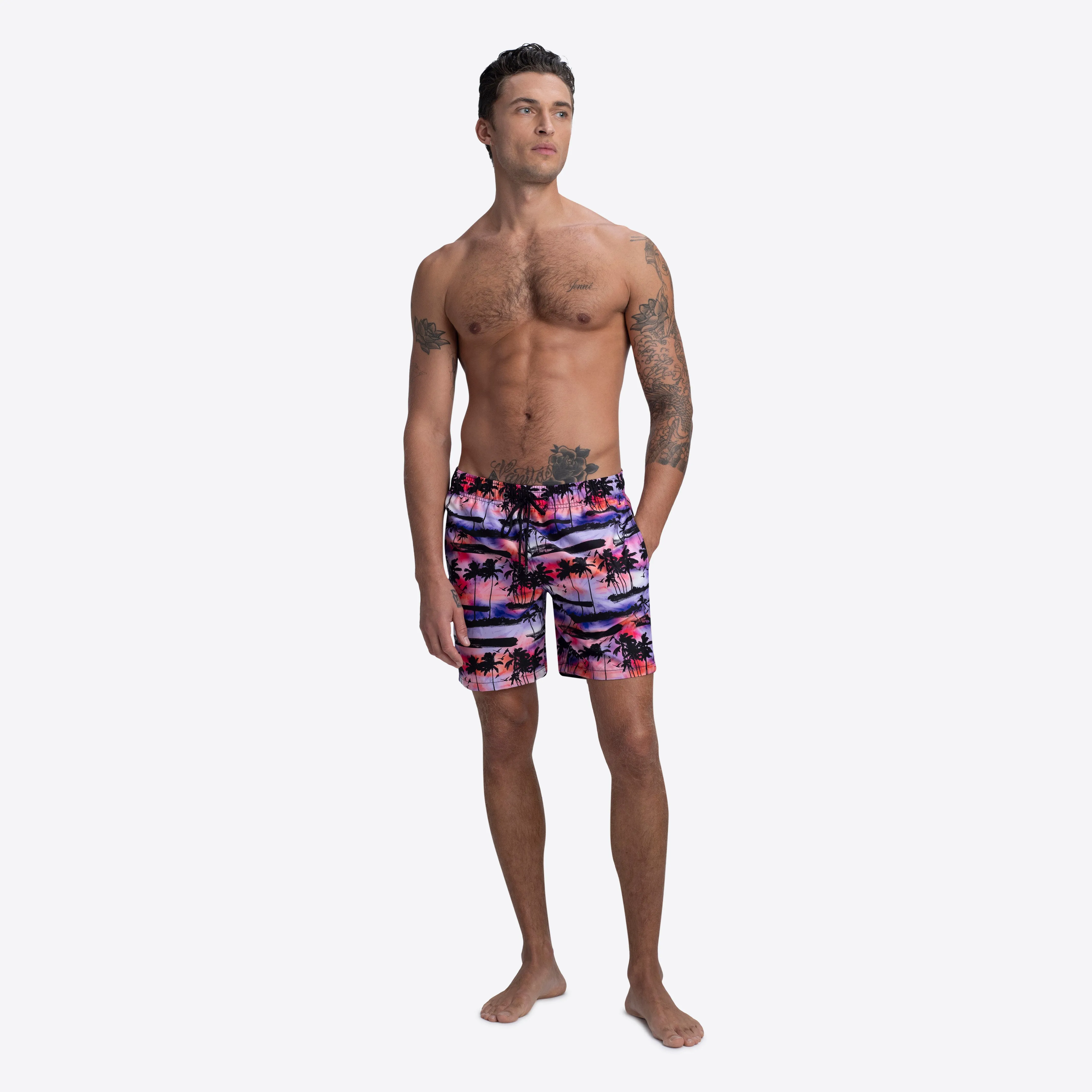 COSMO Palm Tree Print Swim Trunks sold by Bugatchi product image thumbnail 5