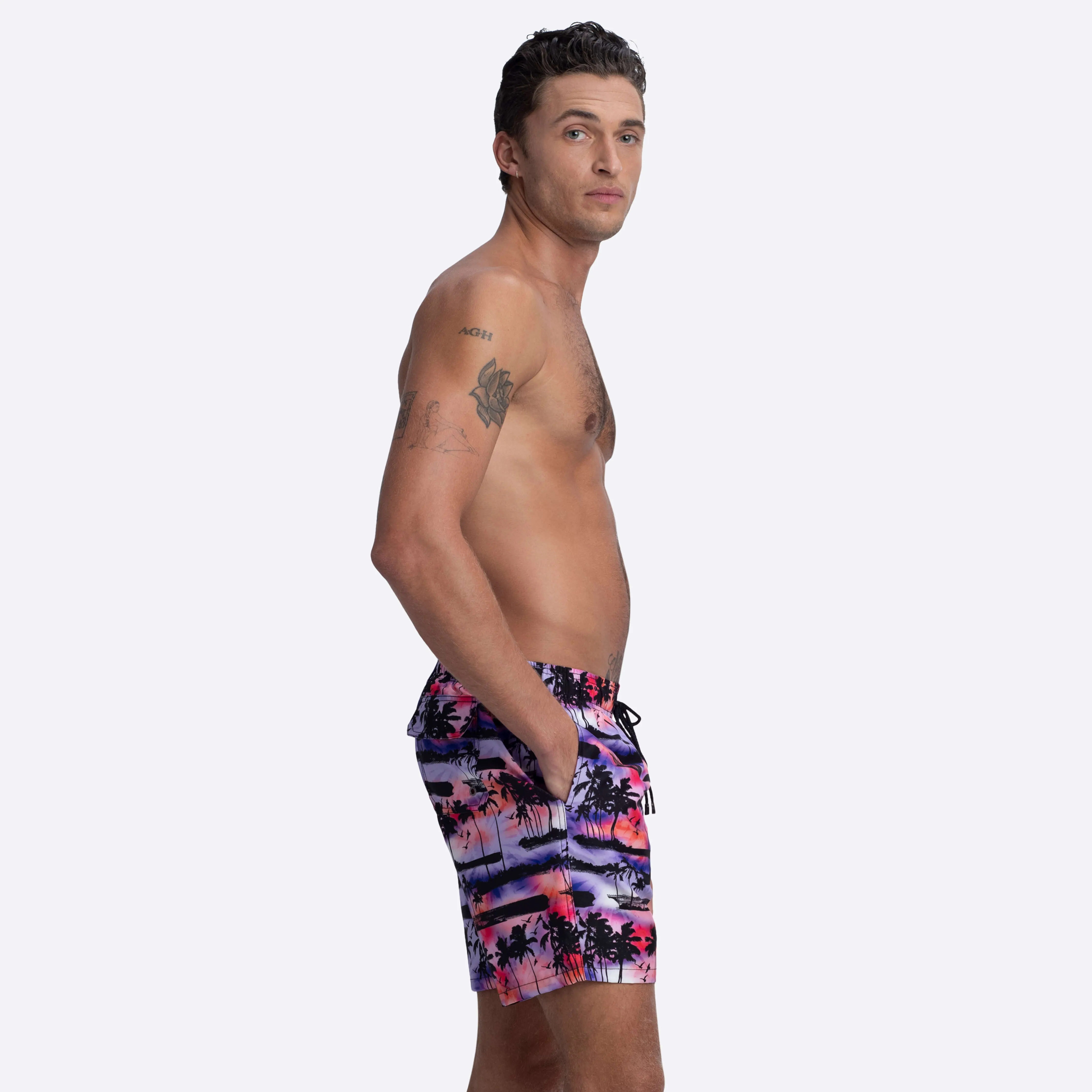COSMO Palm Tree Print Swim Trunks sold by Bugatchi product image thumbnail 3