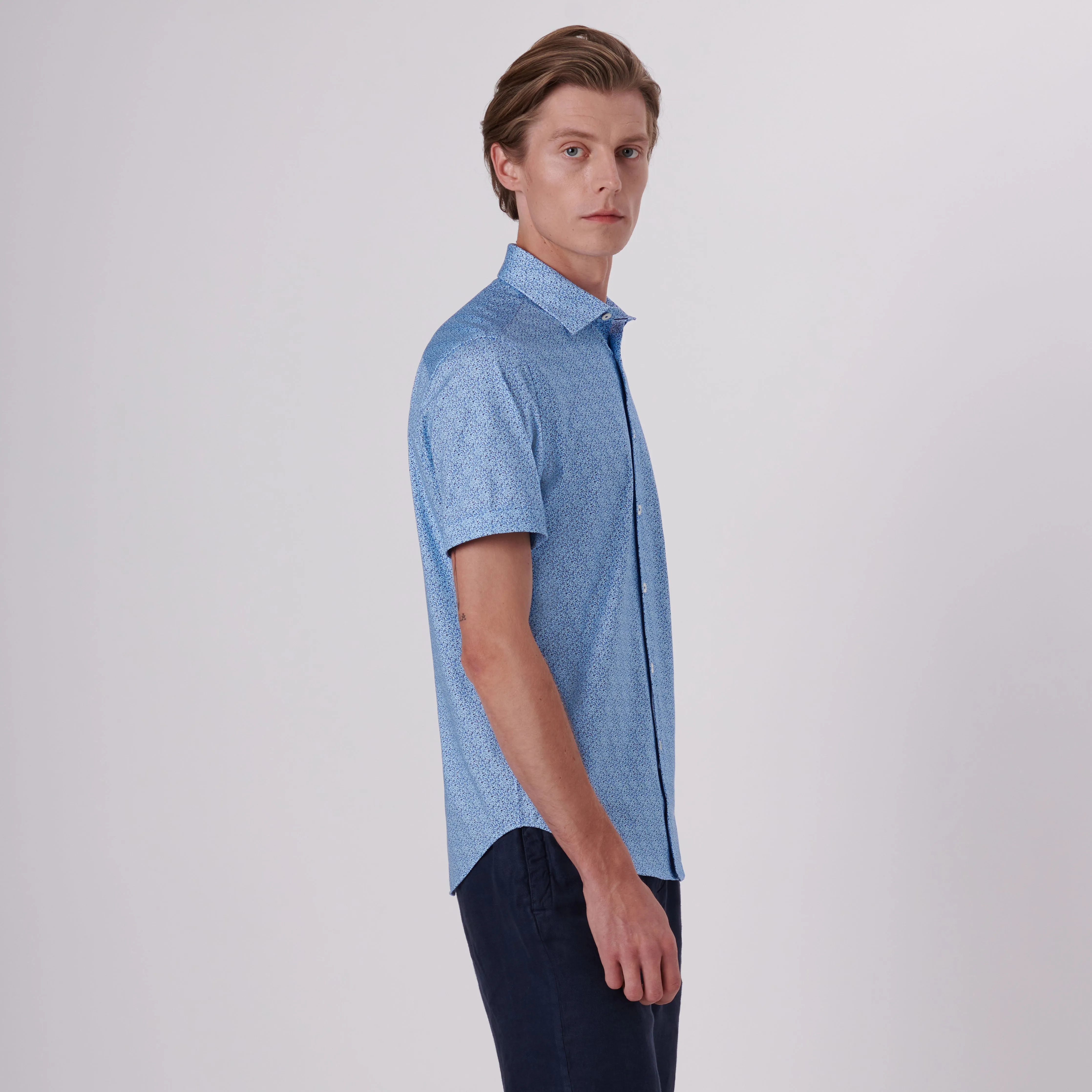 Miles Abstract Print OoohCotton Short Sleeve Shirt sold by Bugatchi product image thumbnail 3