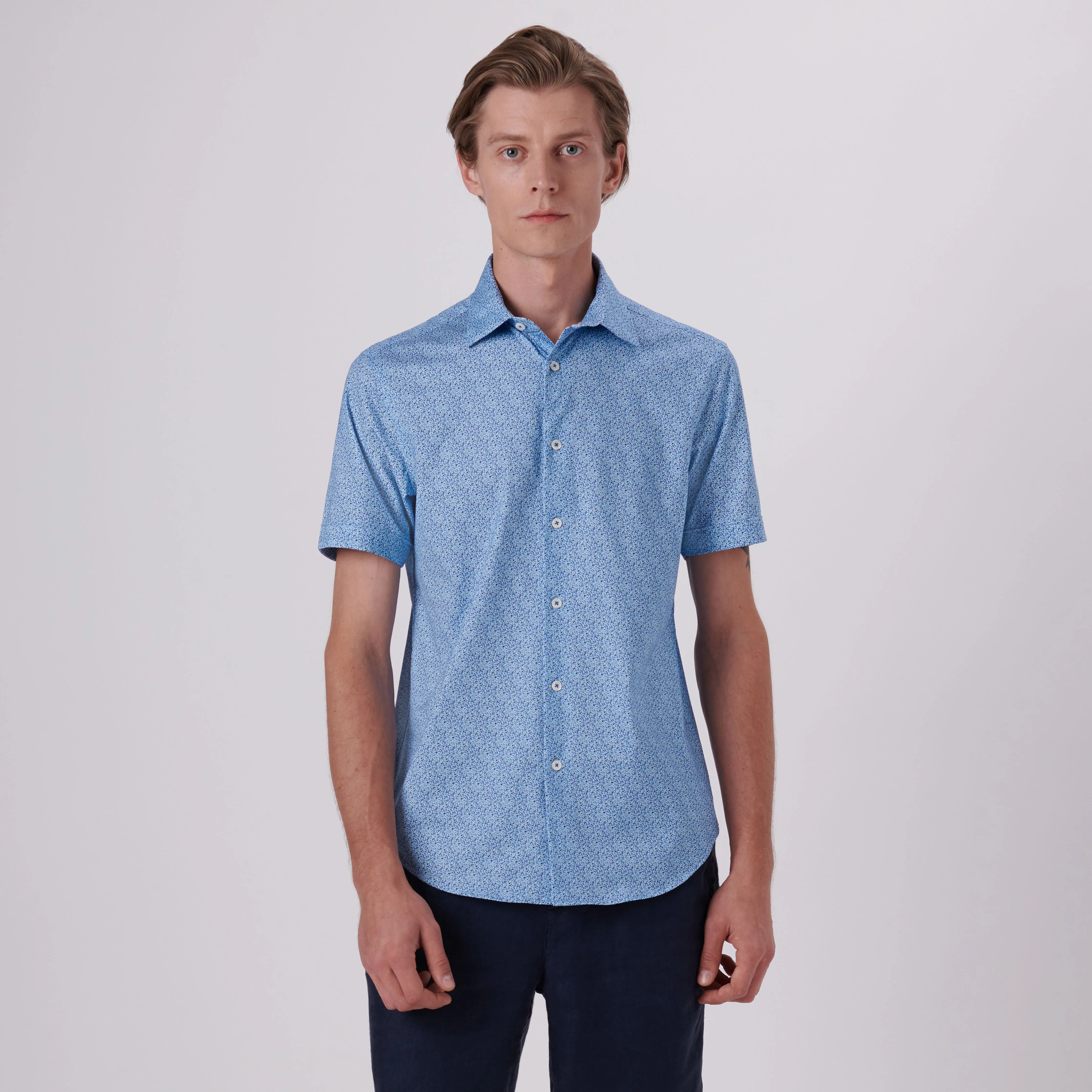 Miles Abstract Print OoohCotton Short Sleeve Shirt sold by Bugatchi product image thumbnail 2
