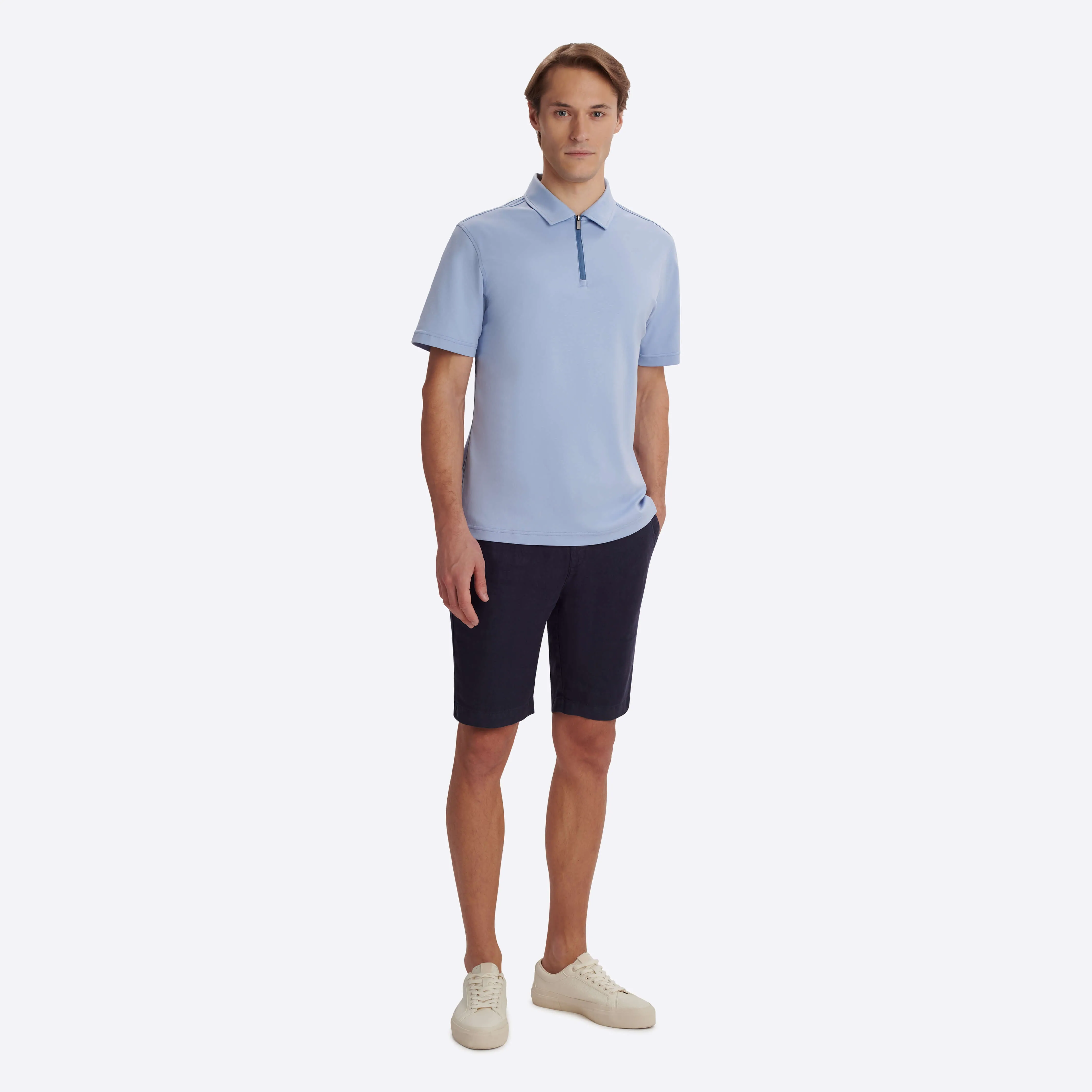 Short Sleeve Quarter Zip Polo sold by Bugatchi product image thumbnail 5
