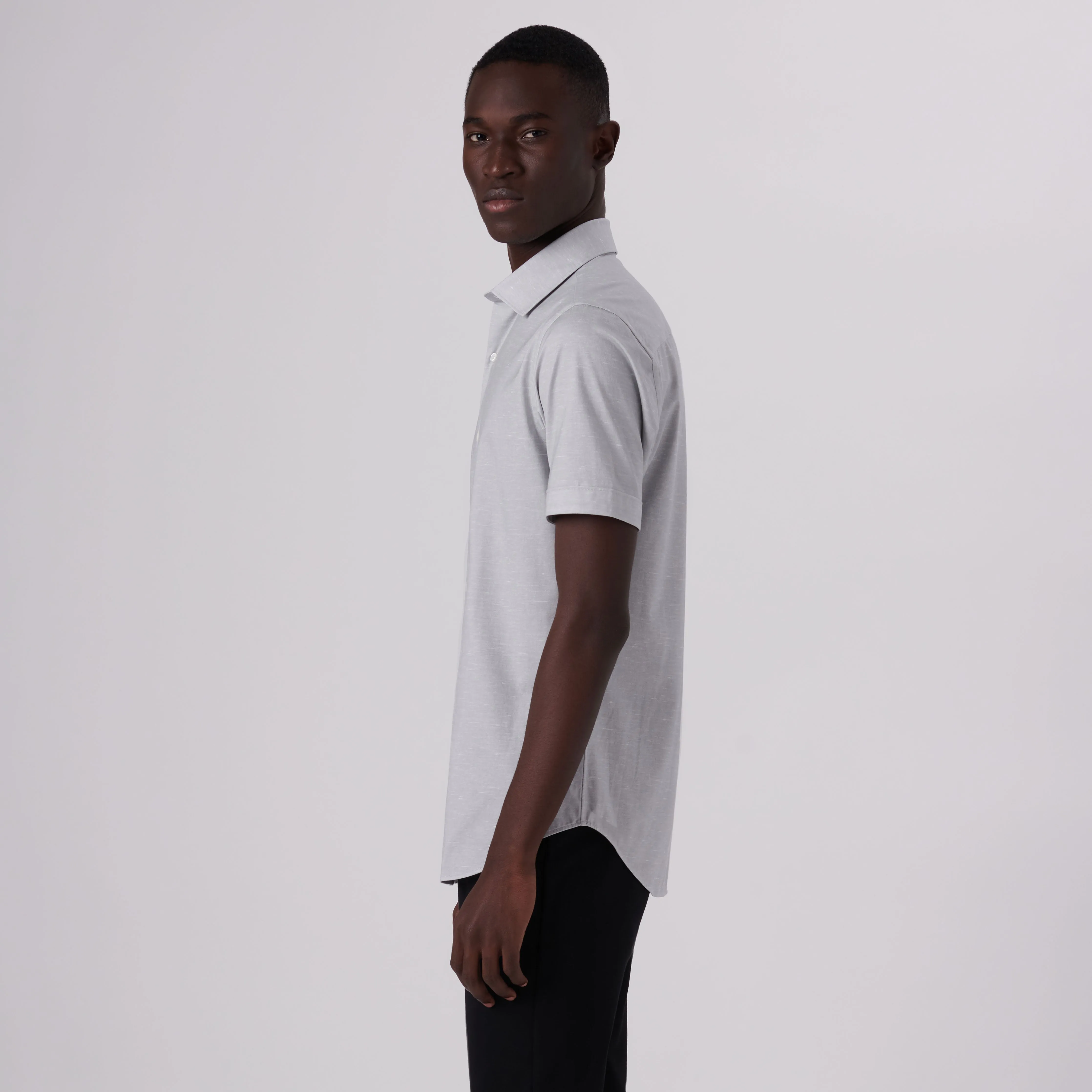 Miles Heather Print OoohCotton Short Sleeve Shirt sold by Bugatchi product image thumbnail 3