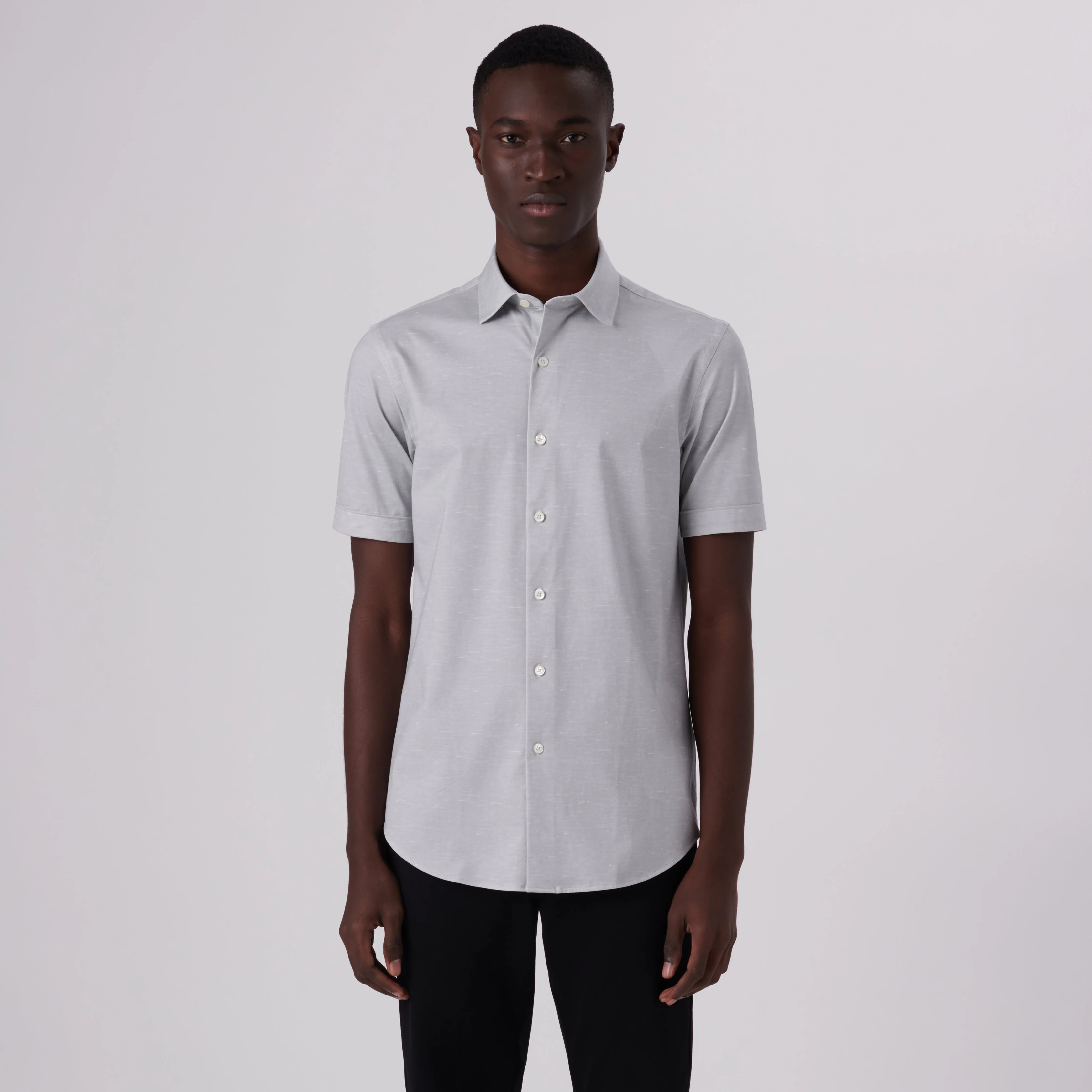 Miles Heather Print OoohCotton Short Sleeve Shirt sold by Bugatchi product image thumbnail 2