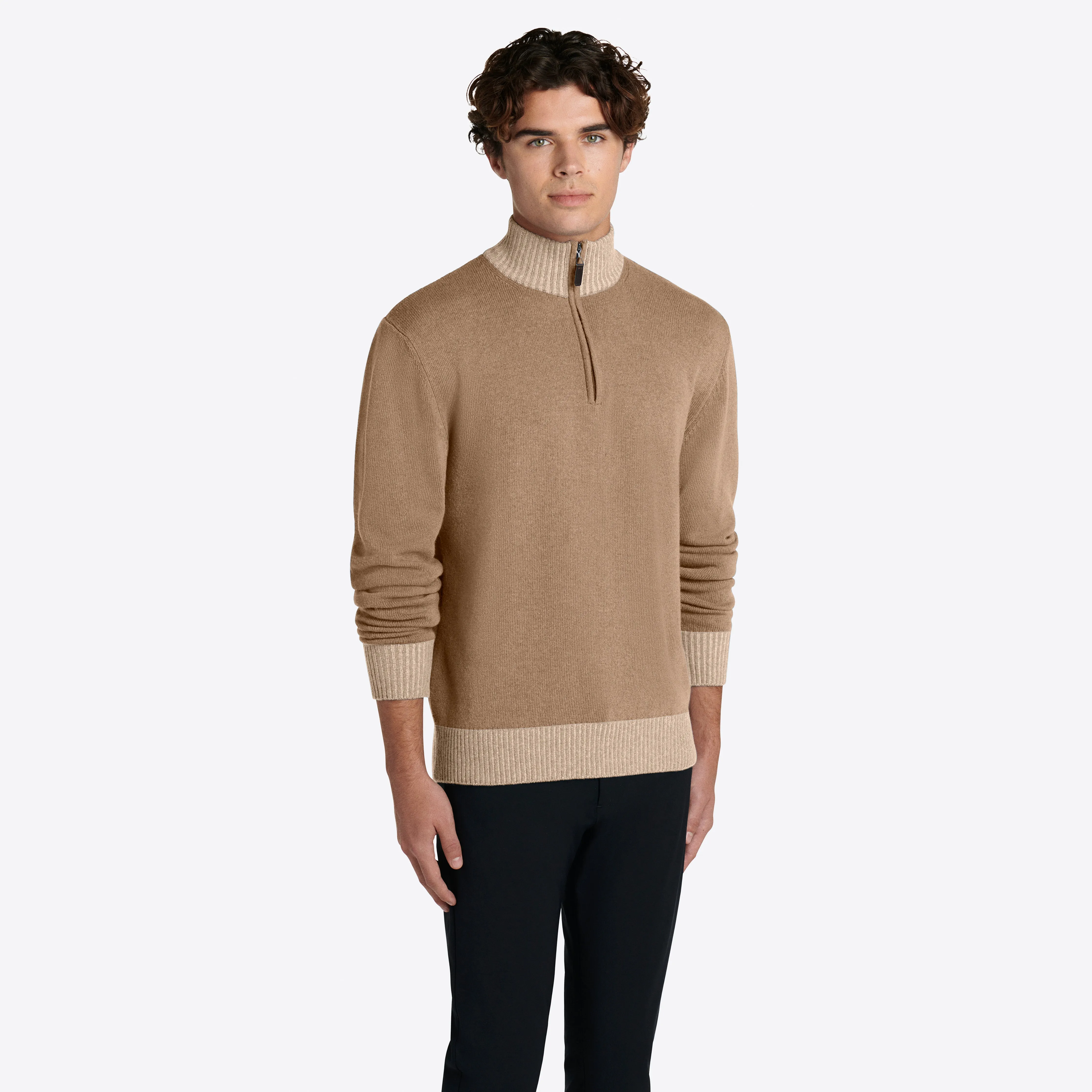 Solid Quarter Zip Mock Neck Sweater sold by Bugatchi product image thumbnail 3