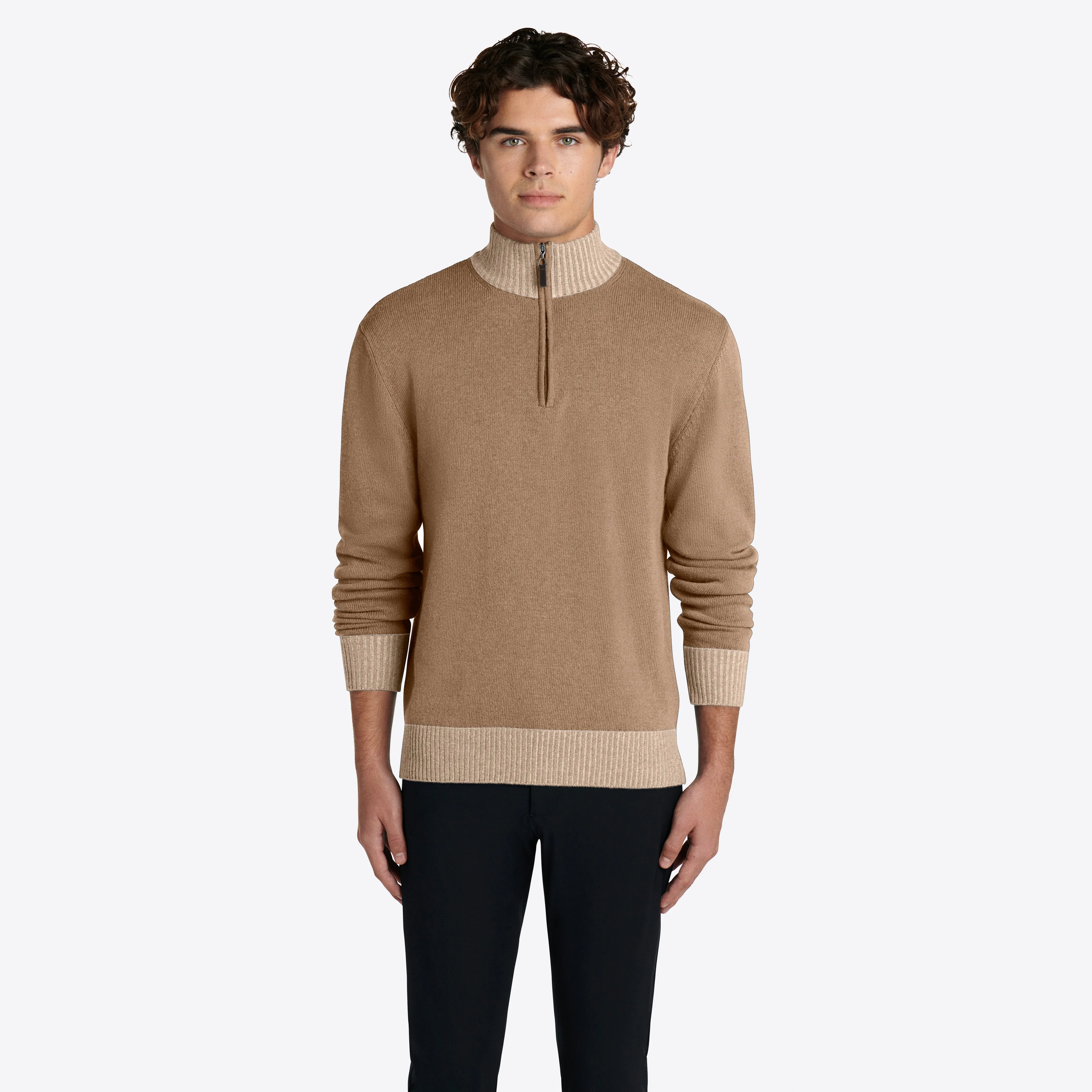 Solid Quarter Zip Mock Neck Sweater sold by Bugatchi product image thumbnail 2