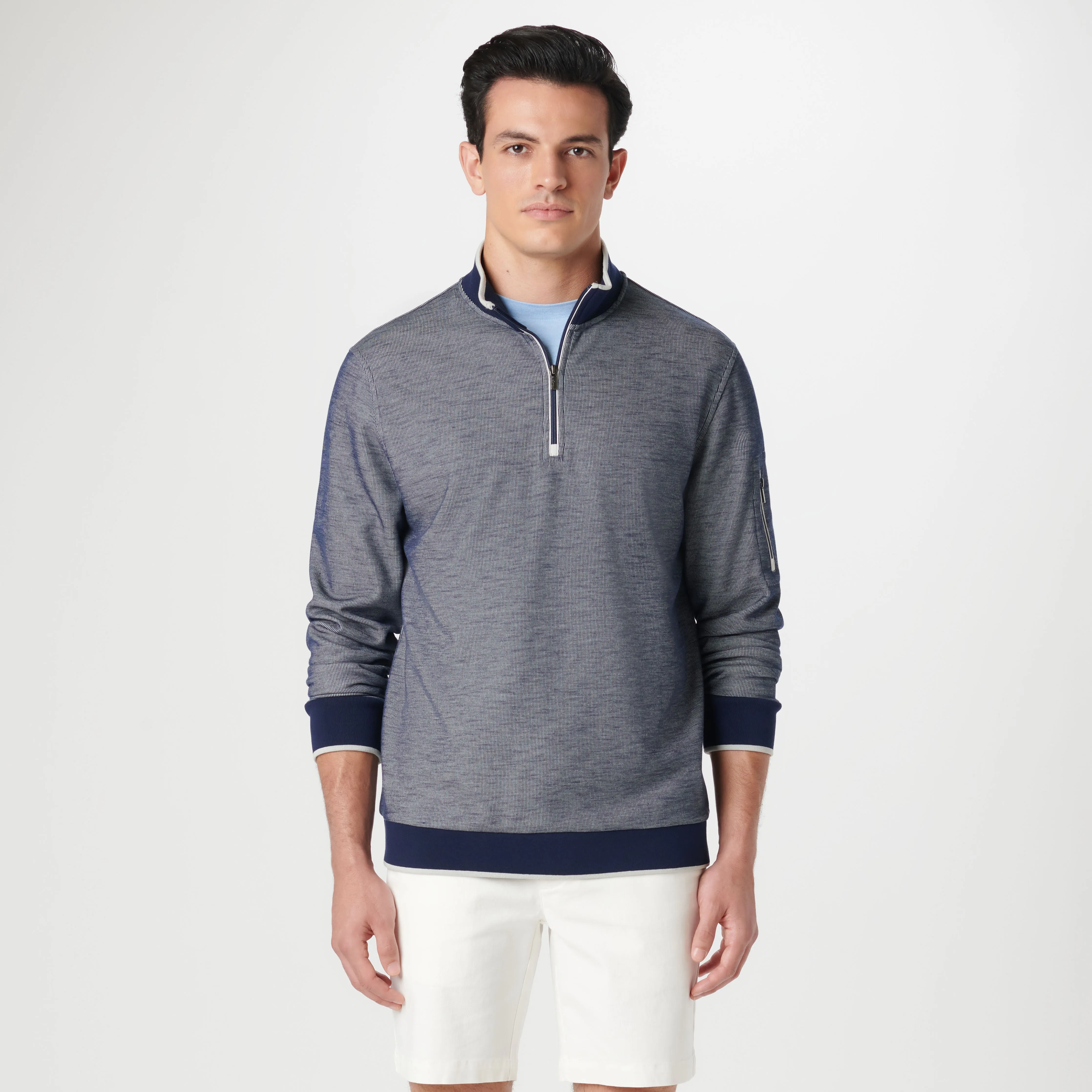 Mini Cable Quarter Zip Pullover sold by Bugatchi product image thumbnail 2