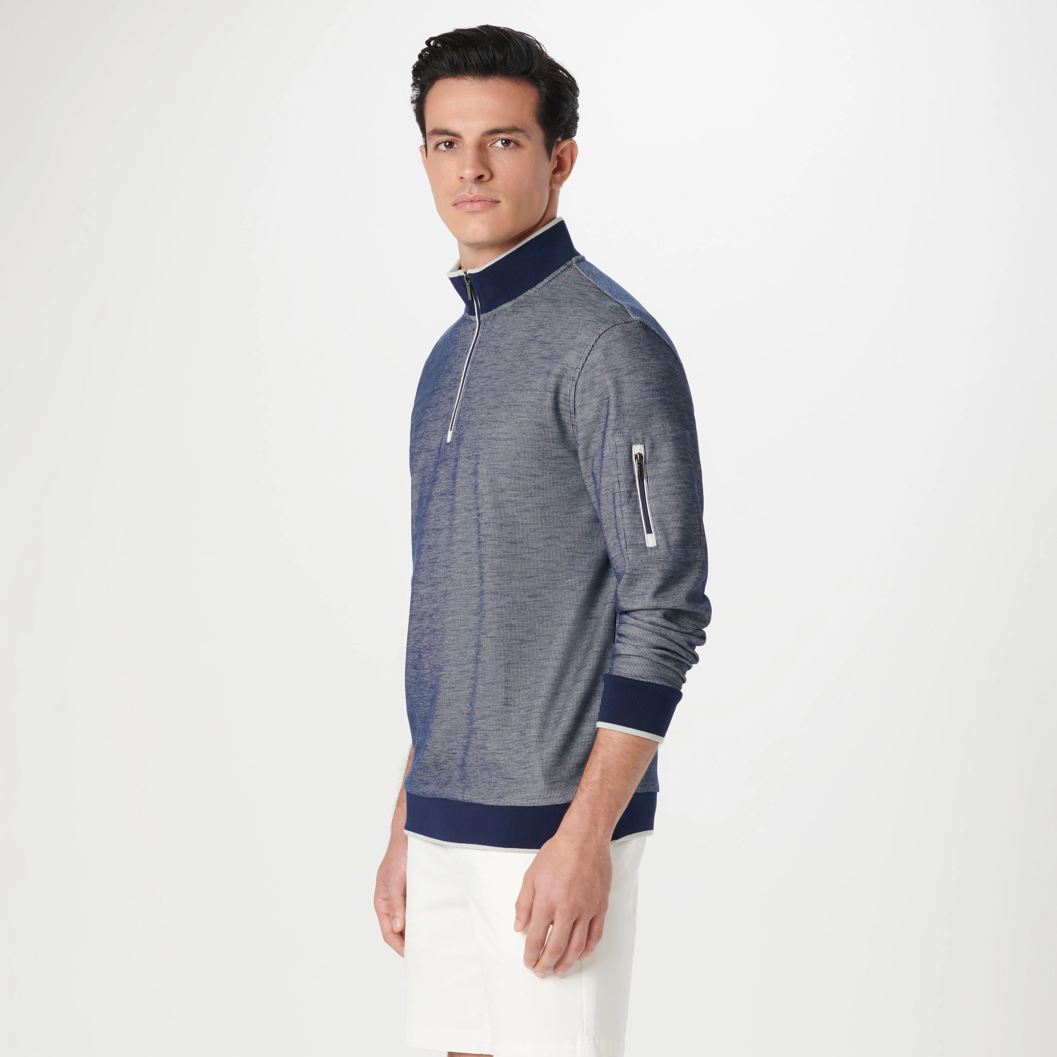 Mini Cable Quarter Zip Pullover sold by Bugatchi product image thumbnail 3