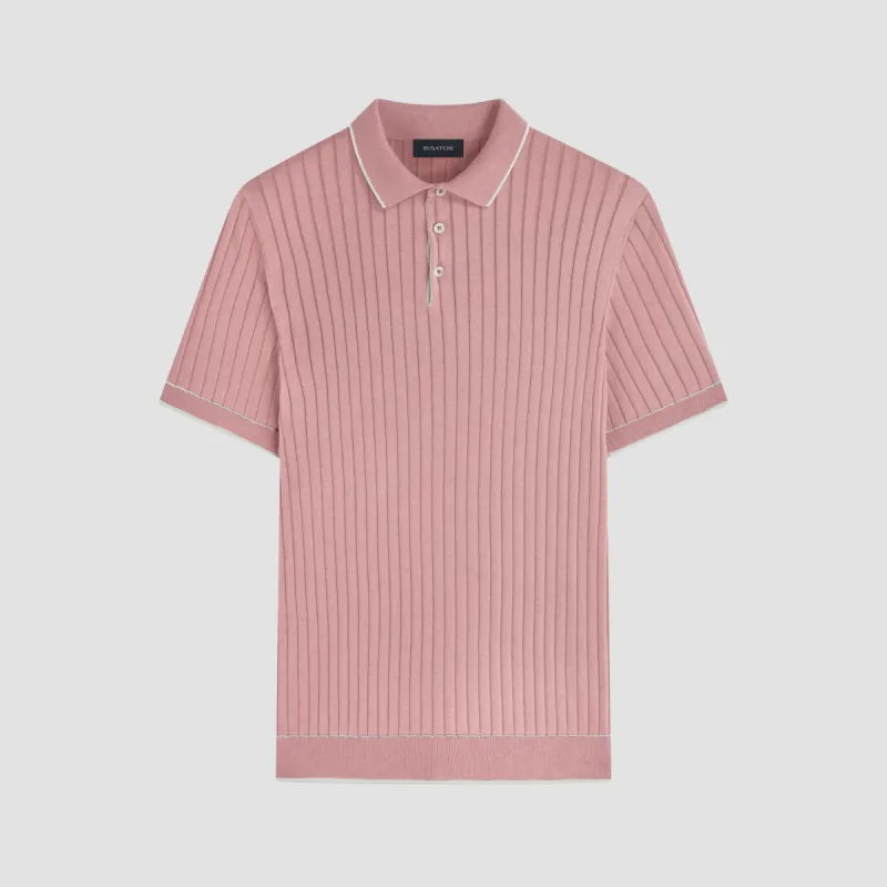 Rib Stitch Short Sleeve Polo Sweater sold by Bugatchi