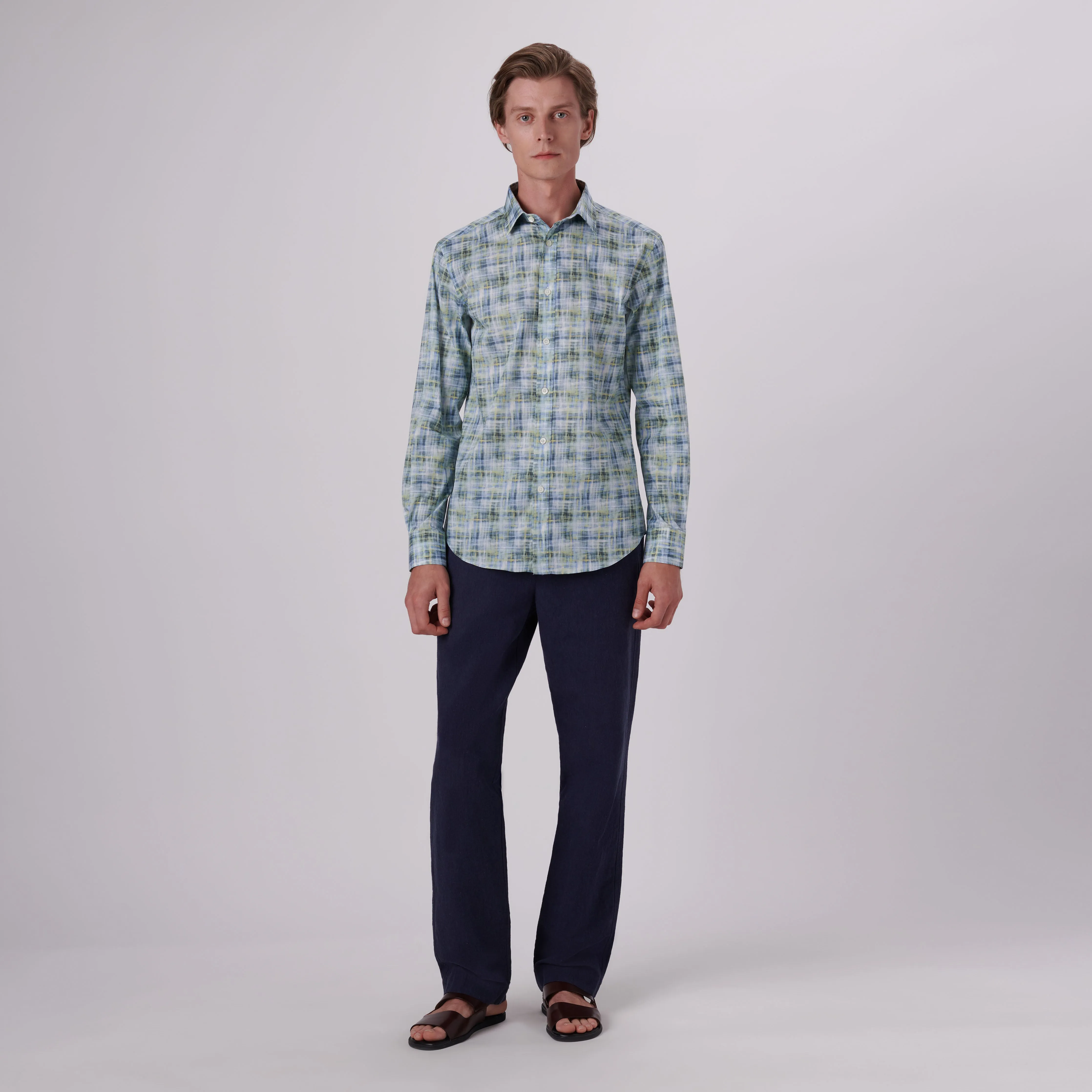 Julian Irregular Check Print Shirt sold by Bugatchi product image thumbnail 5