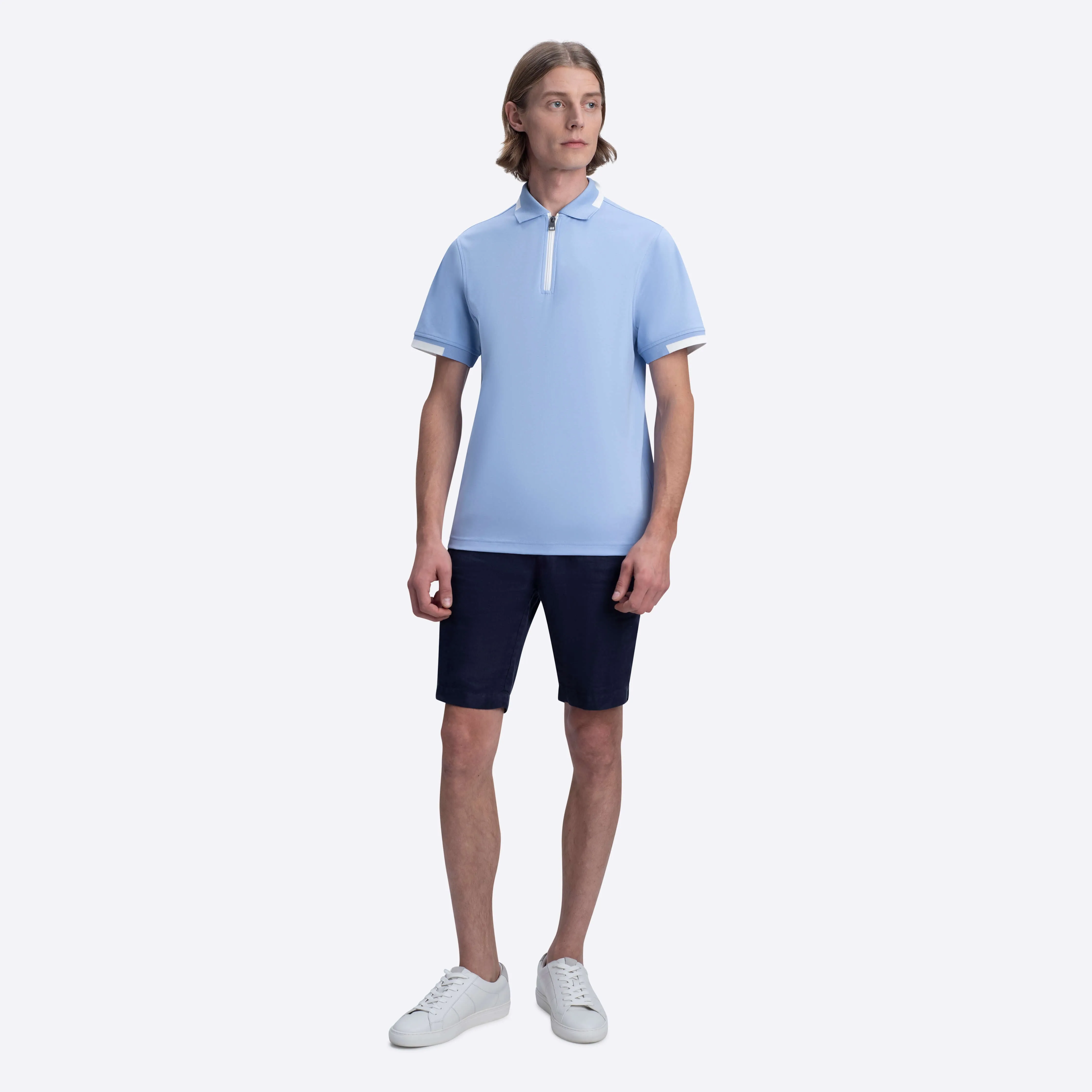 Short Sleeve Quarter Zip Polo sold by Bugatchi product image thumbnail 5