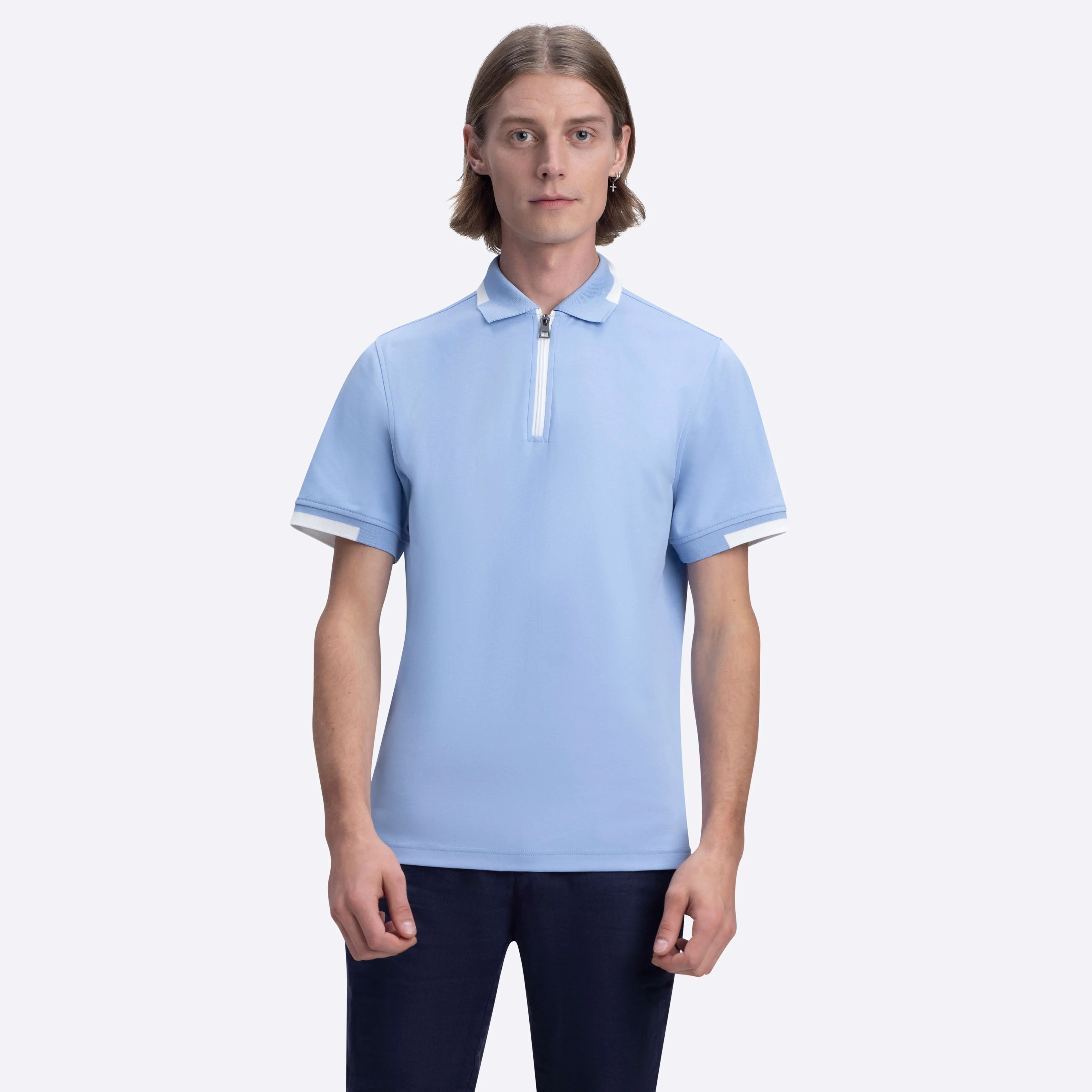 Short Sleeve Quarter Zip Polo sold by Bugatchi product image thumbnail 2