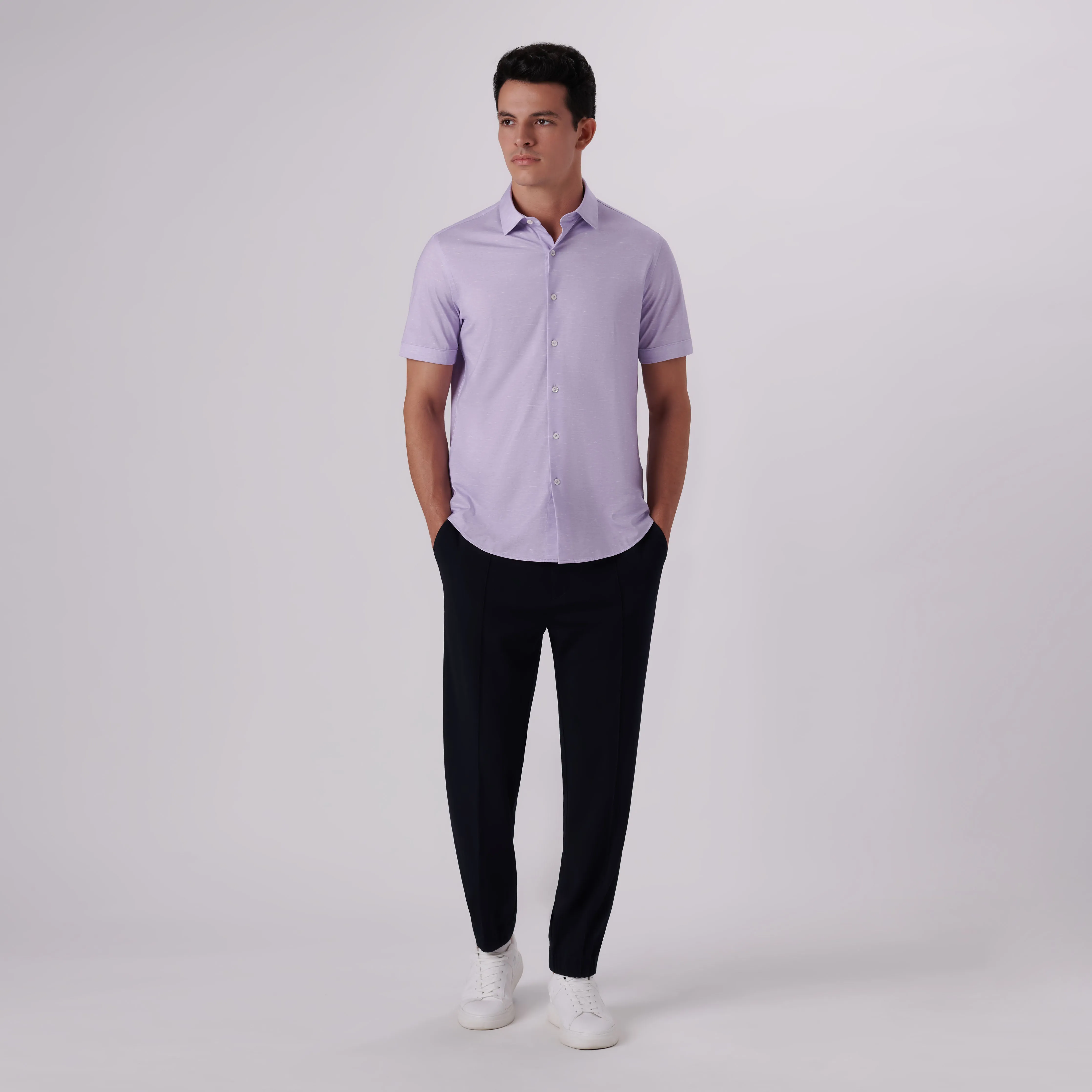 Miles Heather Print OoohCotton Short Sleeve Shirt sold by Bugatchi product image thumbnail 5