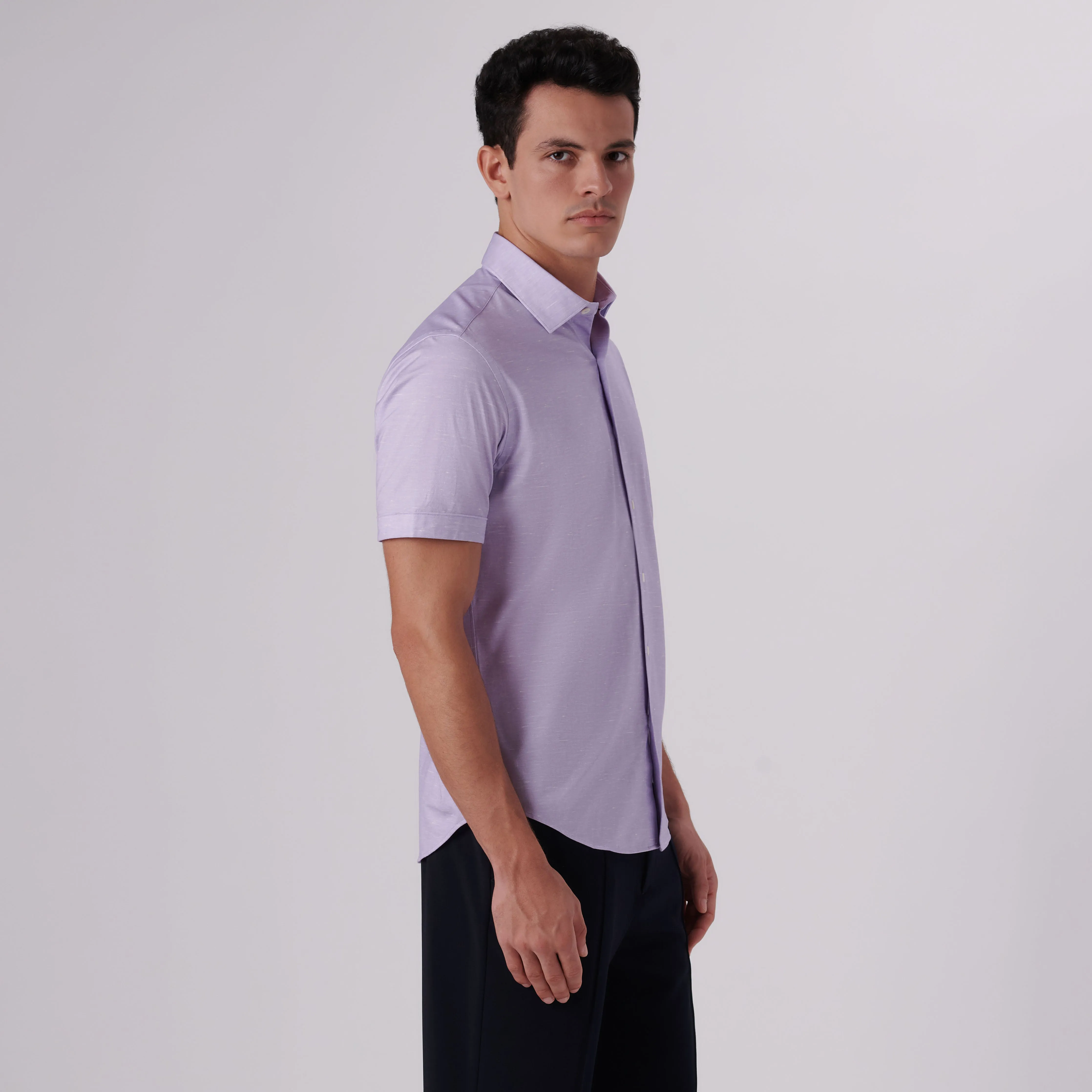 Miles Heather Print OoohCotton Short Sleeve Shirt sold by Bugatchi product image thumbnail 3