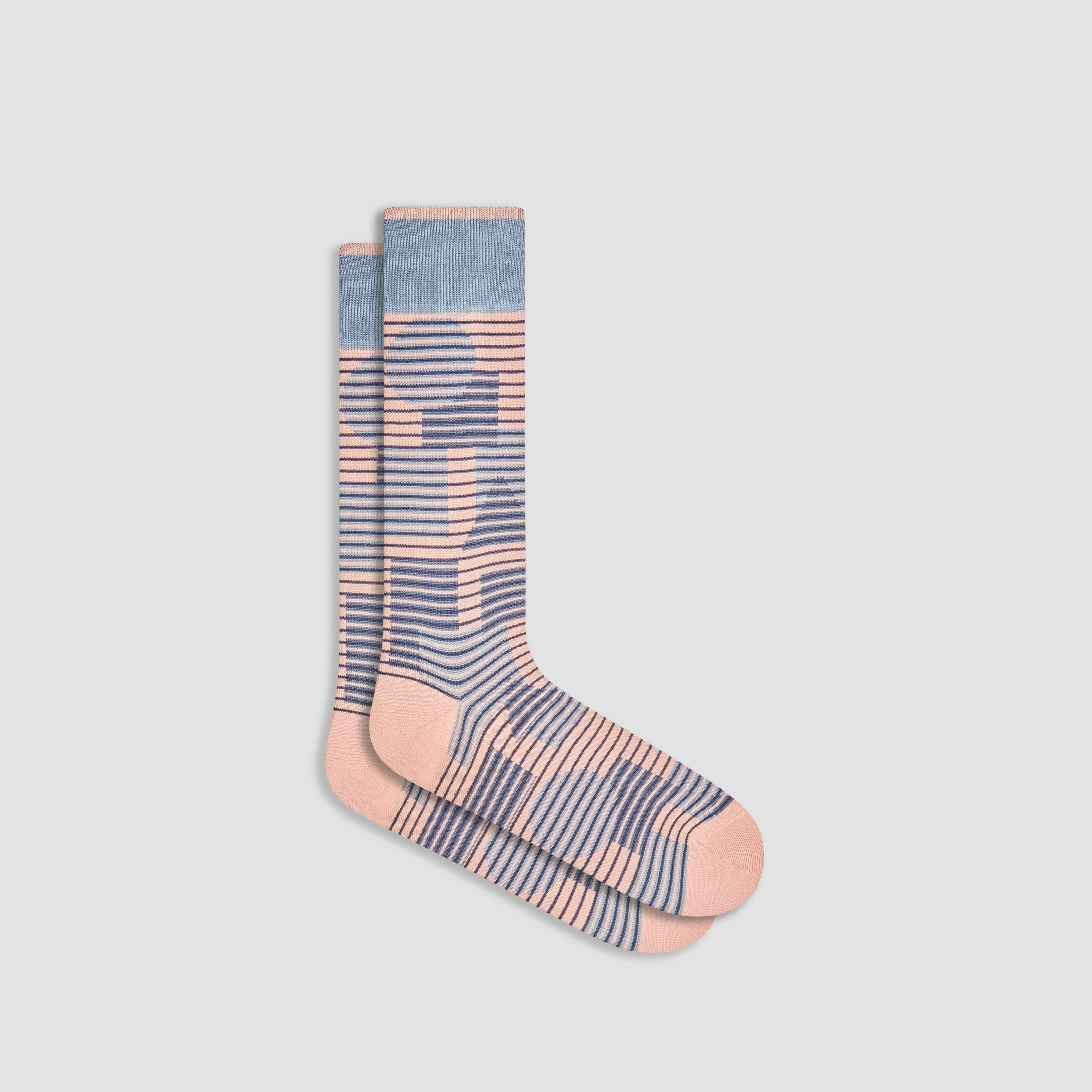 Striped Geometrical Mid-Calf Socks sold by Bugatchi