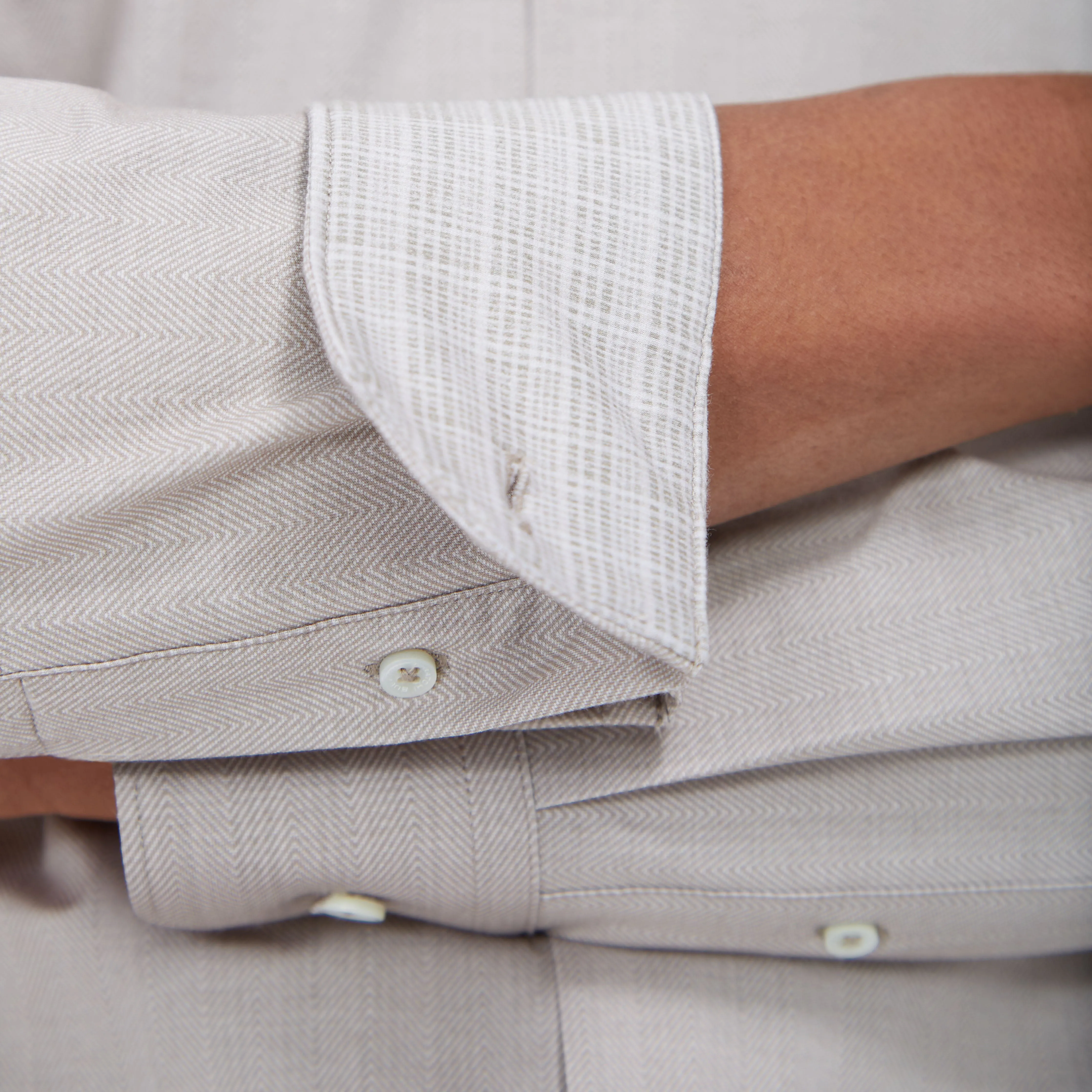 Jimmy Double Sided Herringbone/Check OoohCotton Shirt sold by Bugatchi product image thumbnail 3