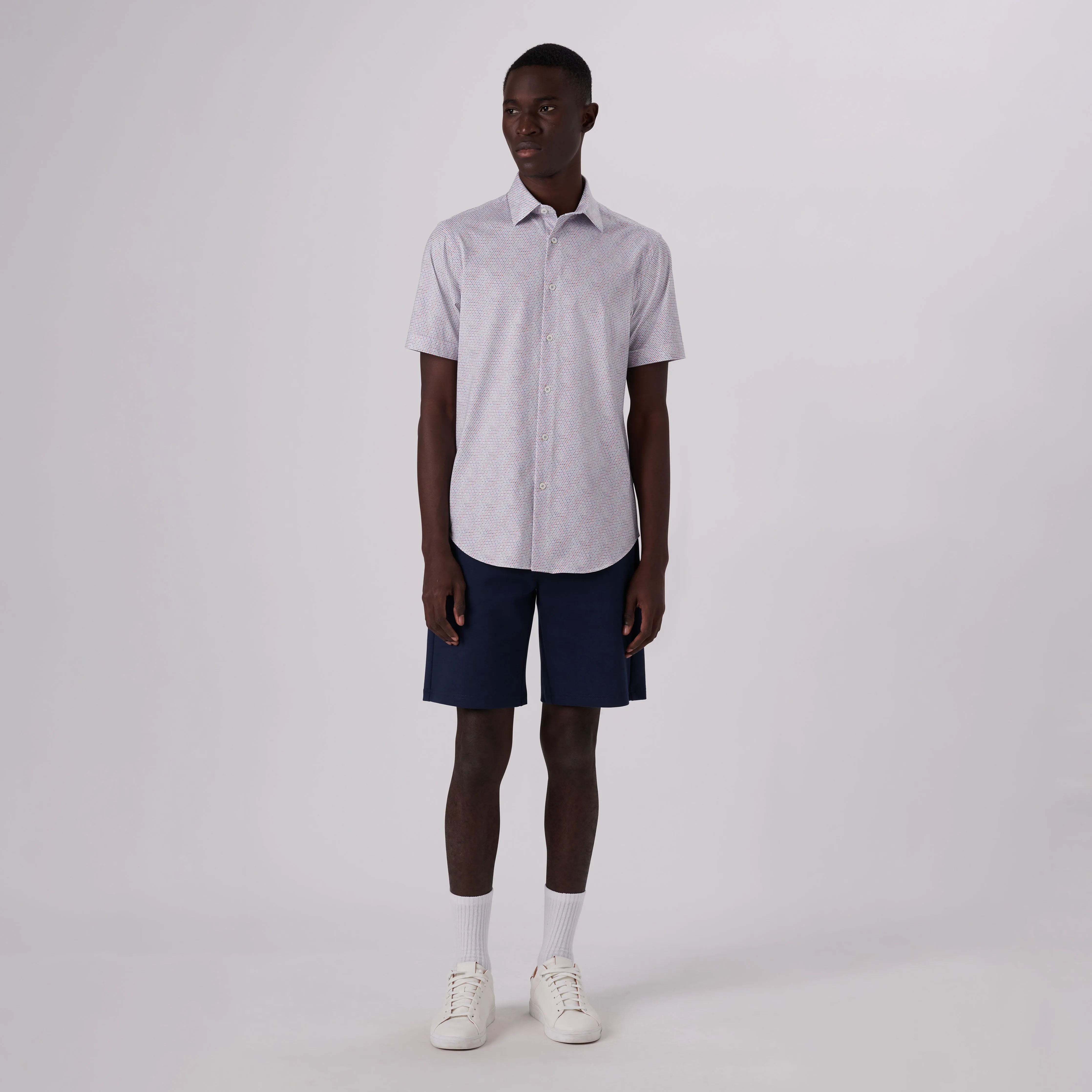 Miles Honeycomb Print OoohCotton Short Sleeve Shirt sold by Bugatchi product image thumbnail 5