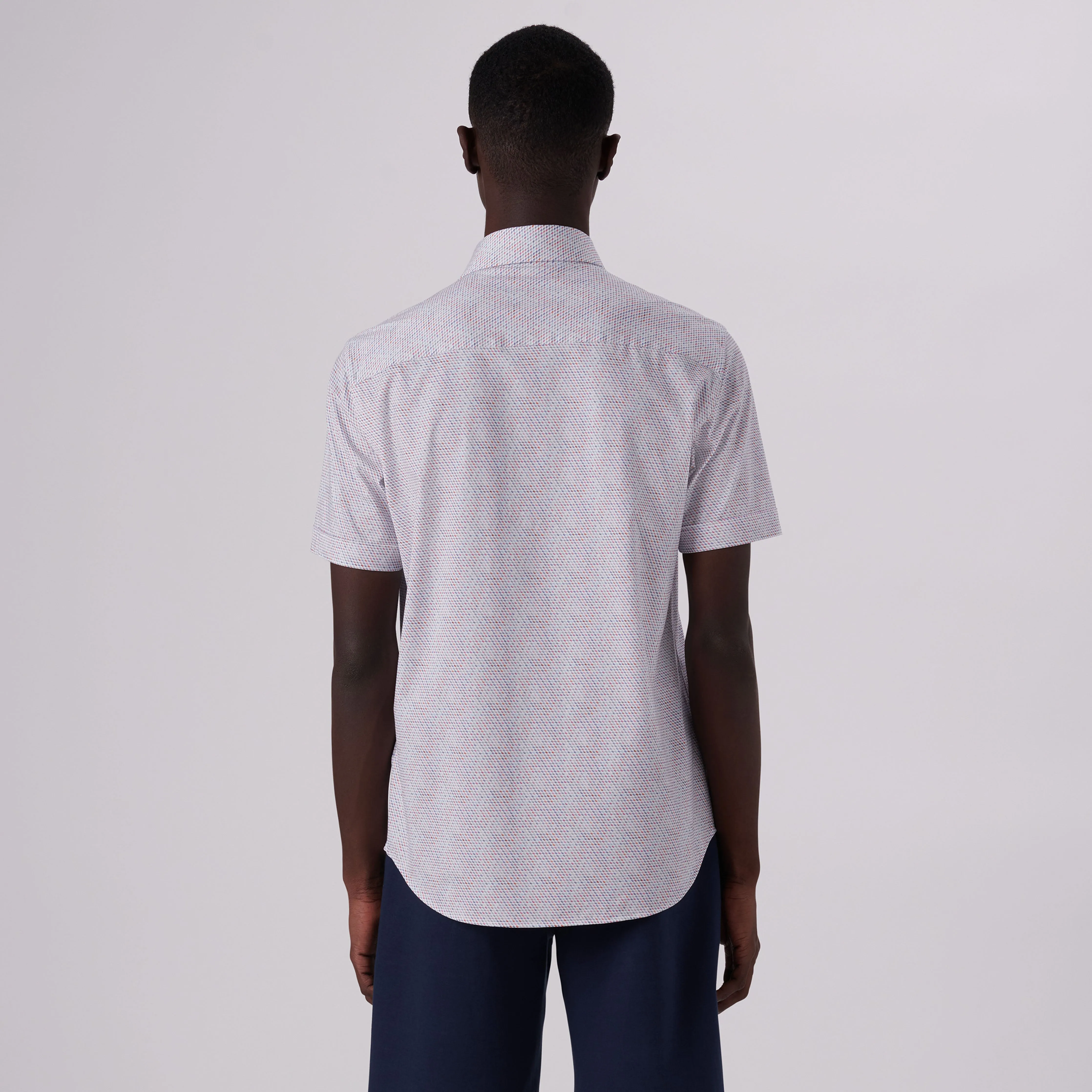 Miles Honeycomb Print OoohCotton Short Sleeve Shirt sold by Bugatchi product image thumbnail 4