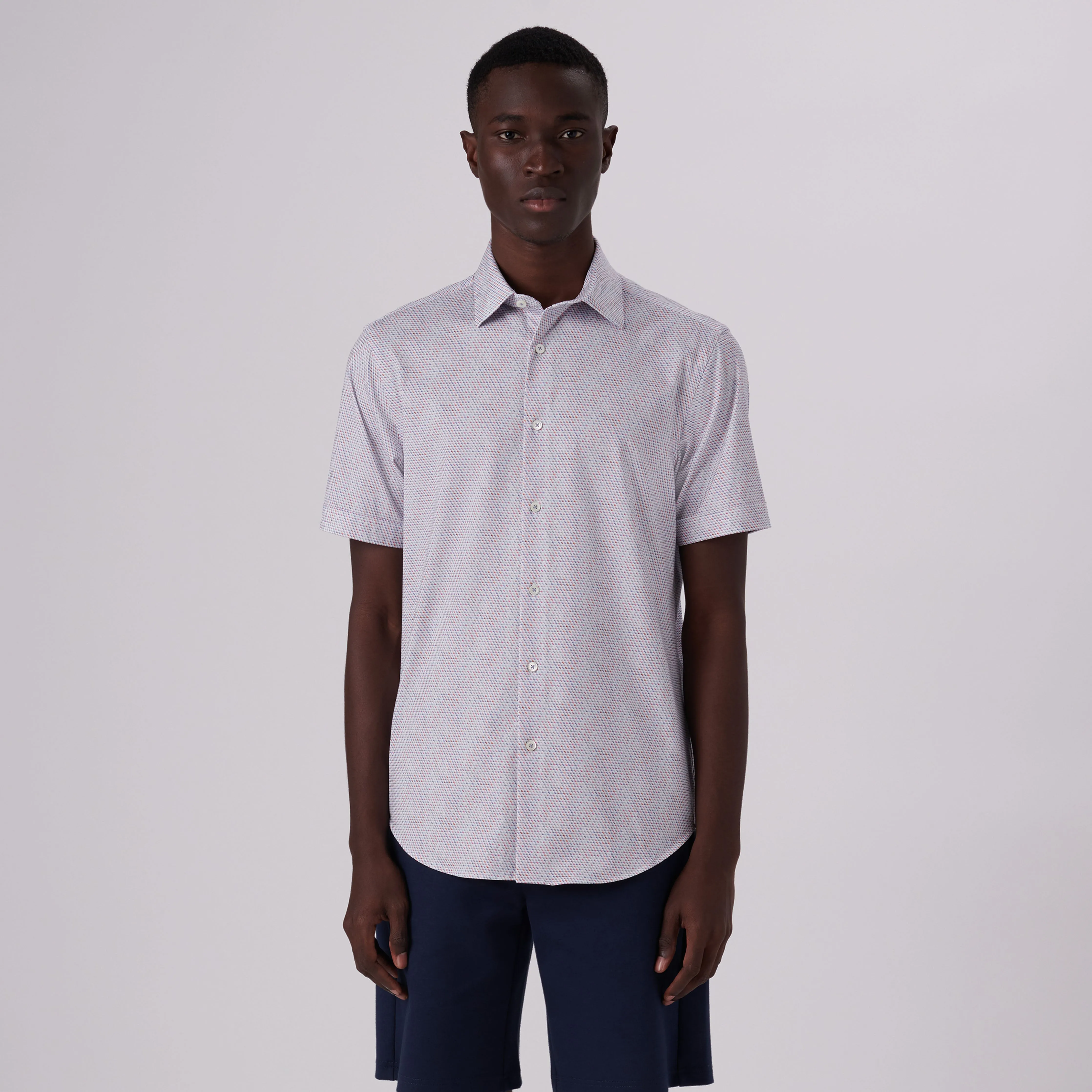Miles Honeycomb Print OoohCotton Short Sleeve Shirt sold by Bugatchi product image thumbnail 2