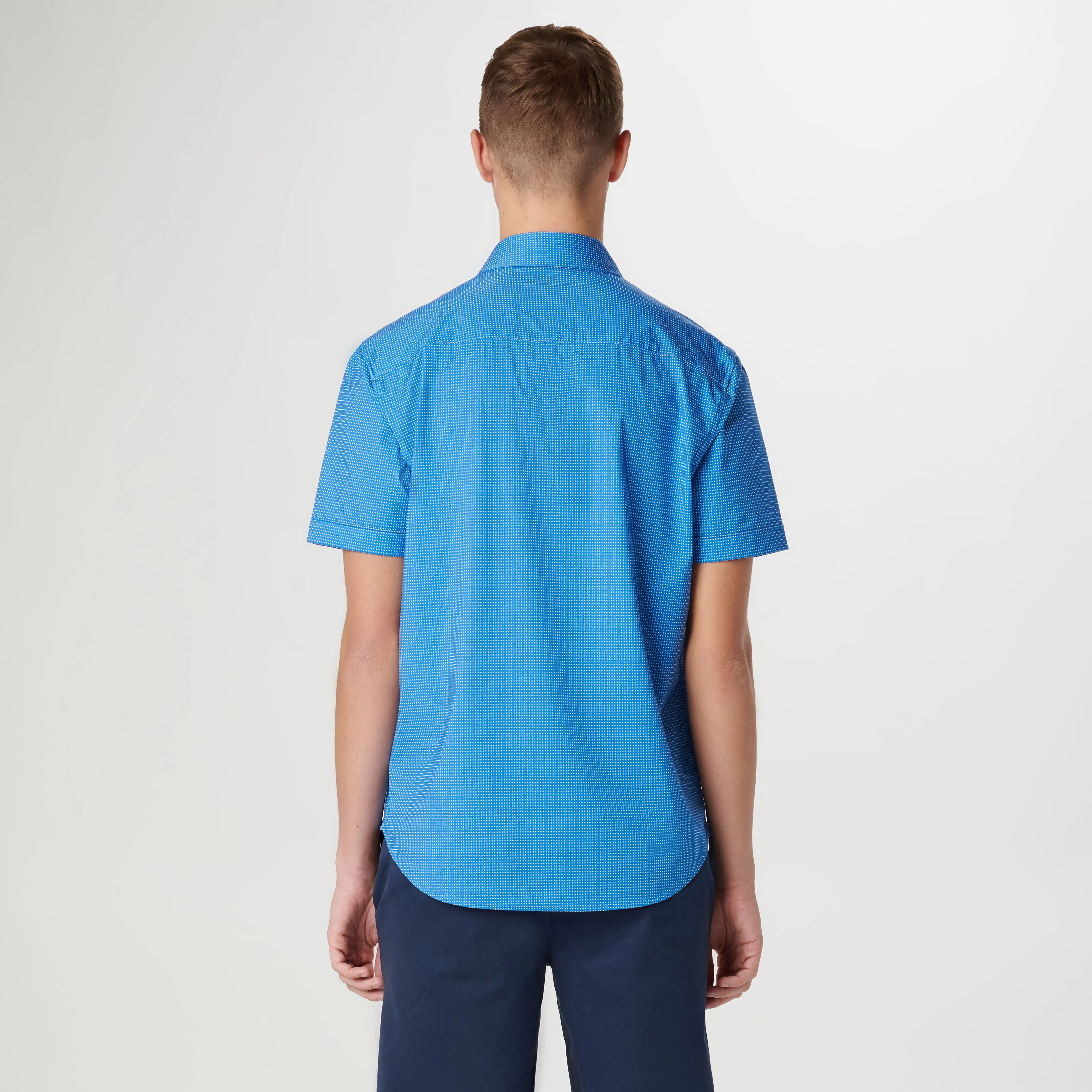 Miles Pin Dot OoohCotton Short Sleeve Shirt sold by Bugatchi product image thumbnail 4