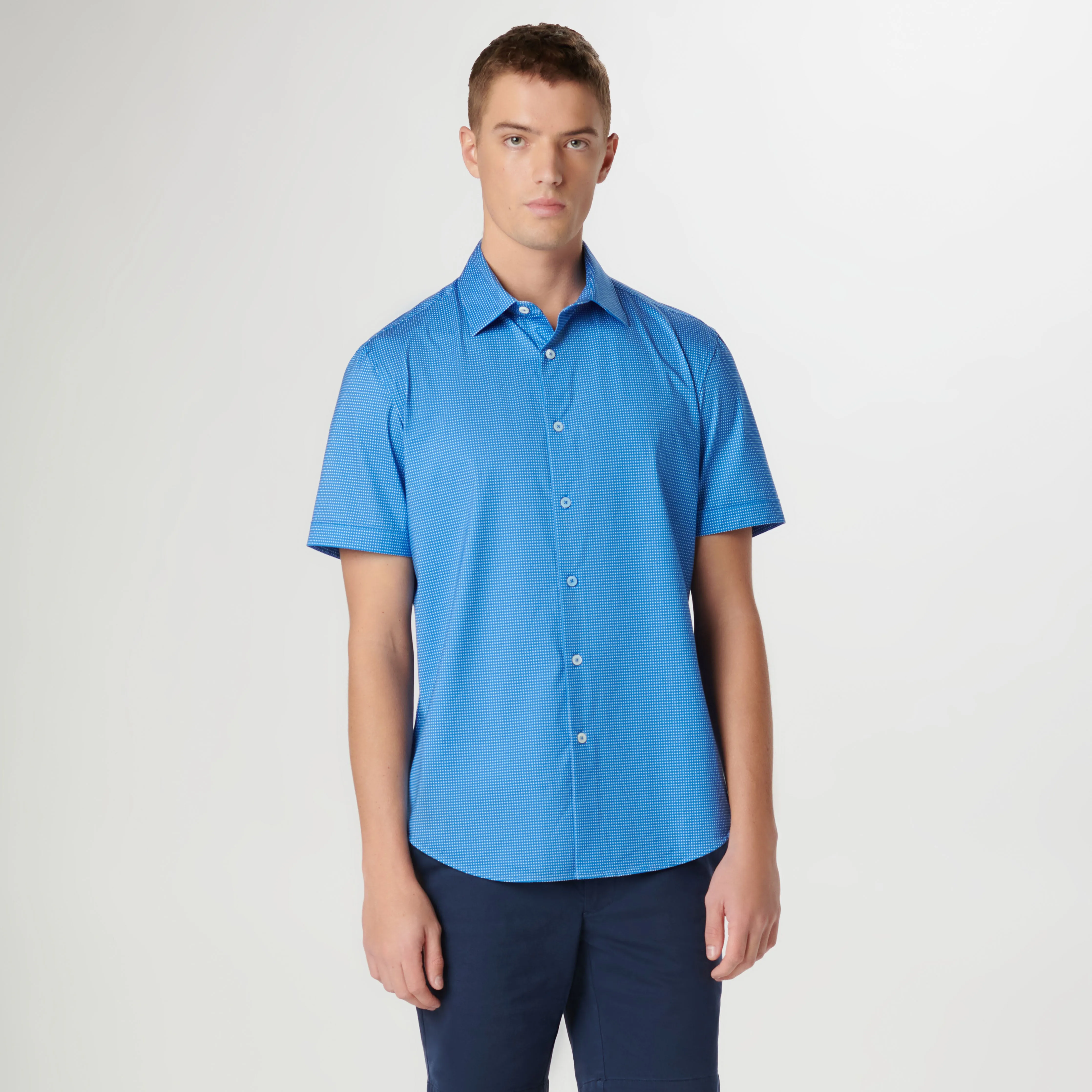 Miles Pin Dot OoohCotton Short Sleeve Shirt sold by Bugatchi product image thumbnail 2