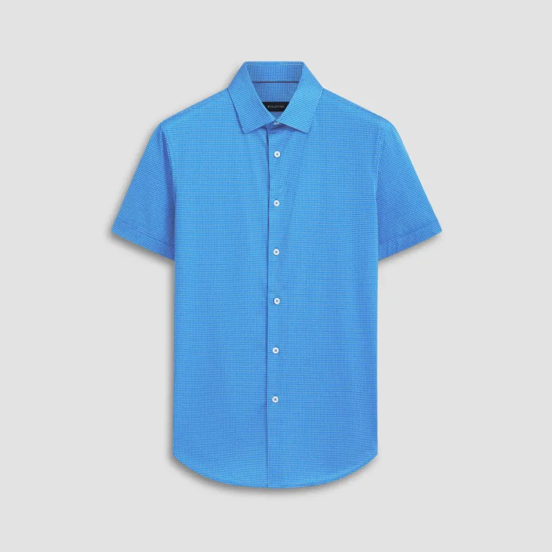 Miles Pin Dot OoohCotton Short Sleeve Shirt sold by Bugatchi