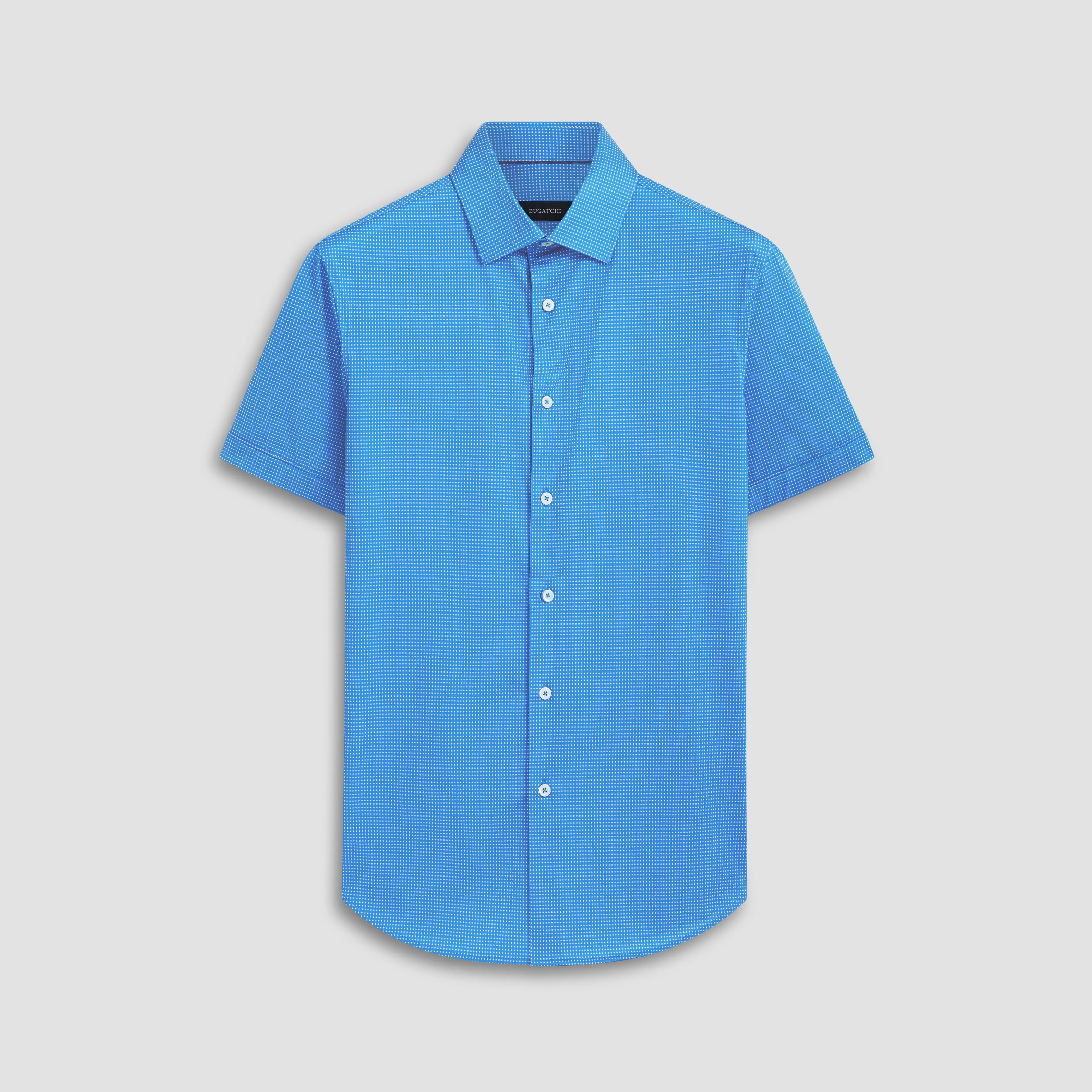 Miles Pin Dot OoohCotton Short Sleeve Shirt sold by Bugatchi