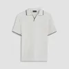 Rib Knit Short Sleeve Johnny Collar Sweater sold by Bugatchi