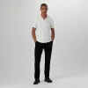 Rib Knit Short Sleeve Johnny Collar Sweater sold by Bugatchi