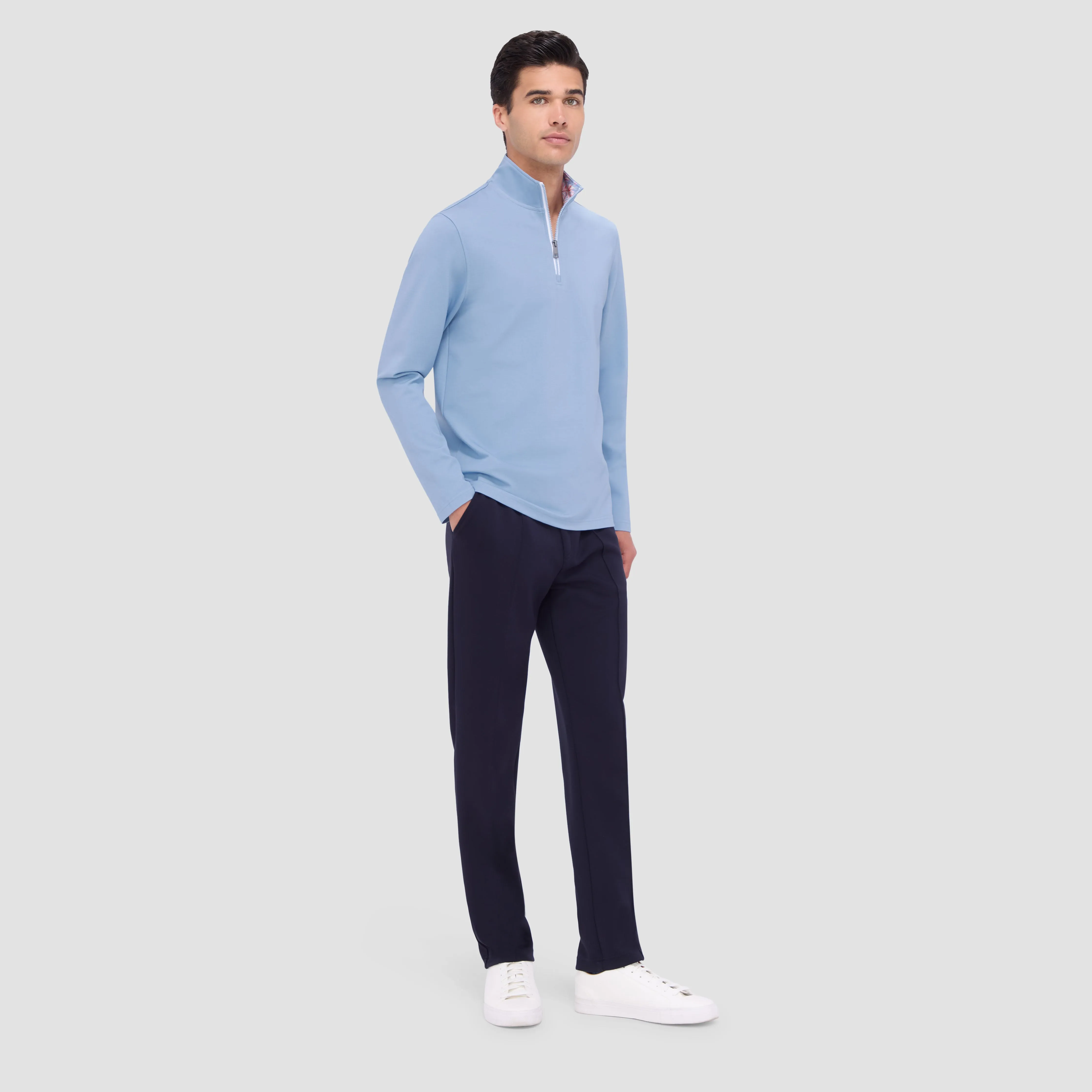 Contrast Performance Quarter-Zip Pullover sold by Bugatchi product image thumbnail 5