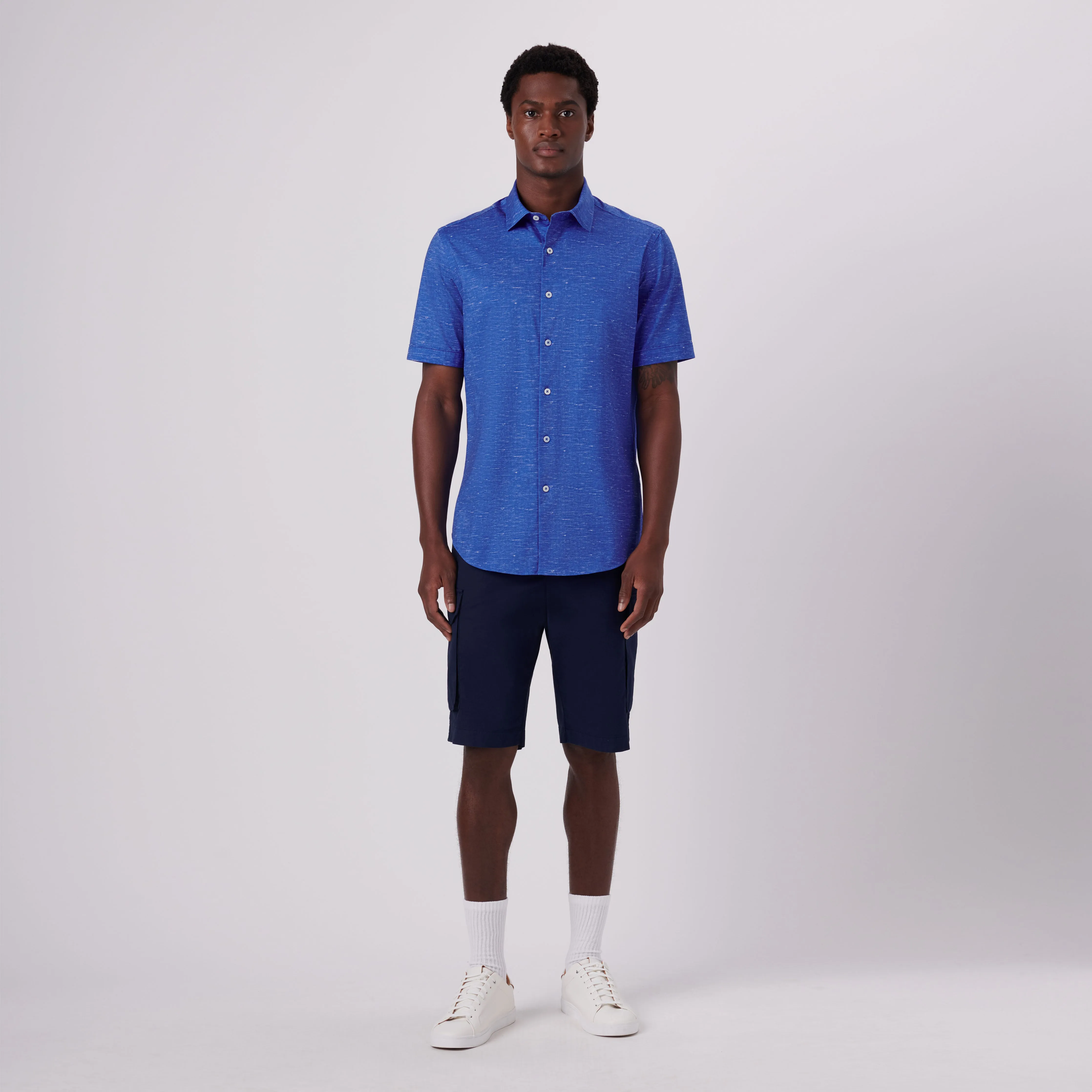 Miles Heather Print OoohCotton Short Sleeve Shirt sold by Bugatchi product image thumbnail 5