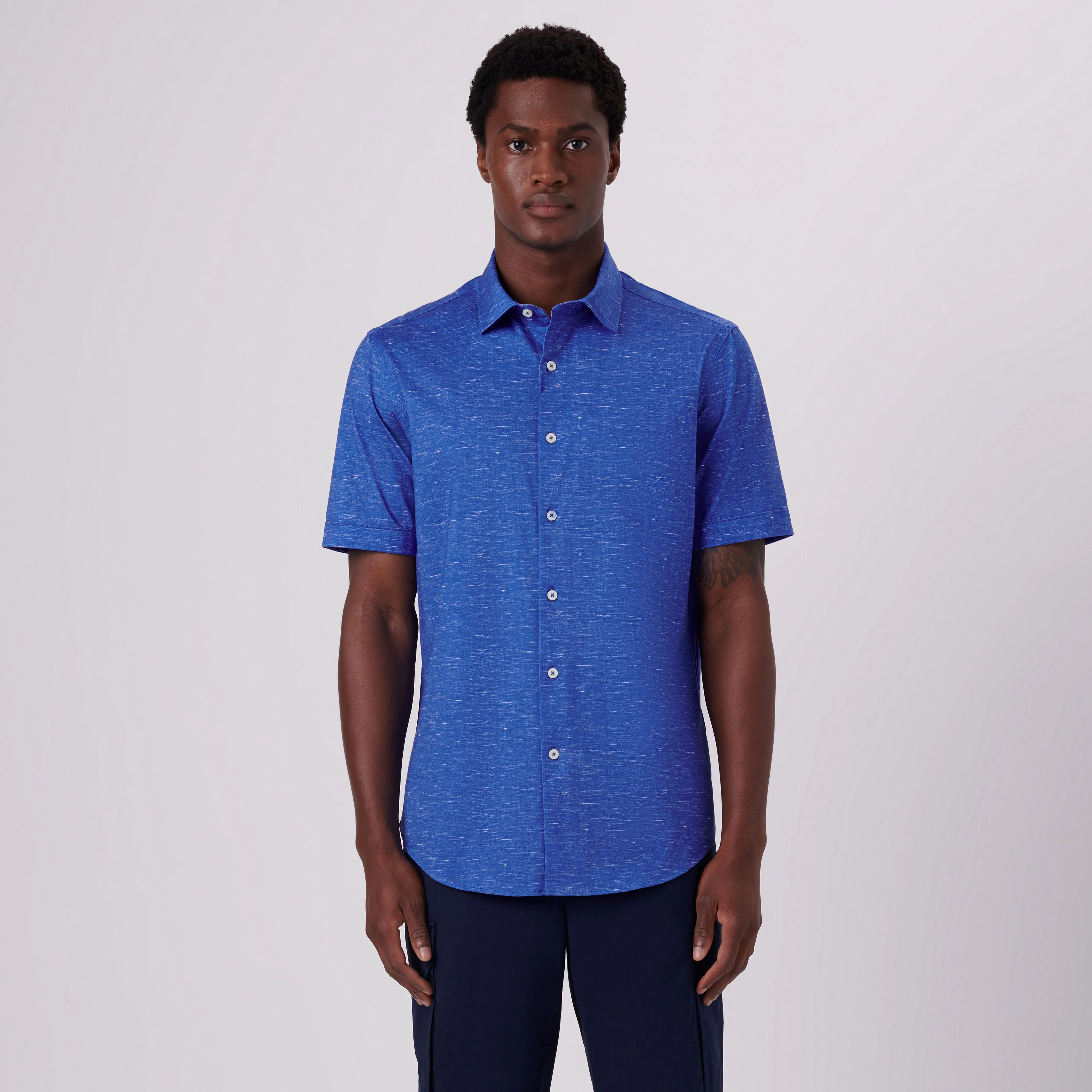 Miles Heather Print OoohCotton Short Sleeve Shirt sold by Bugatchi product image thumbnail 2