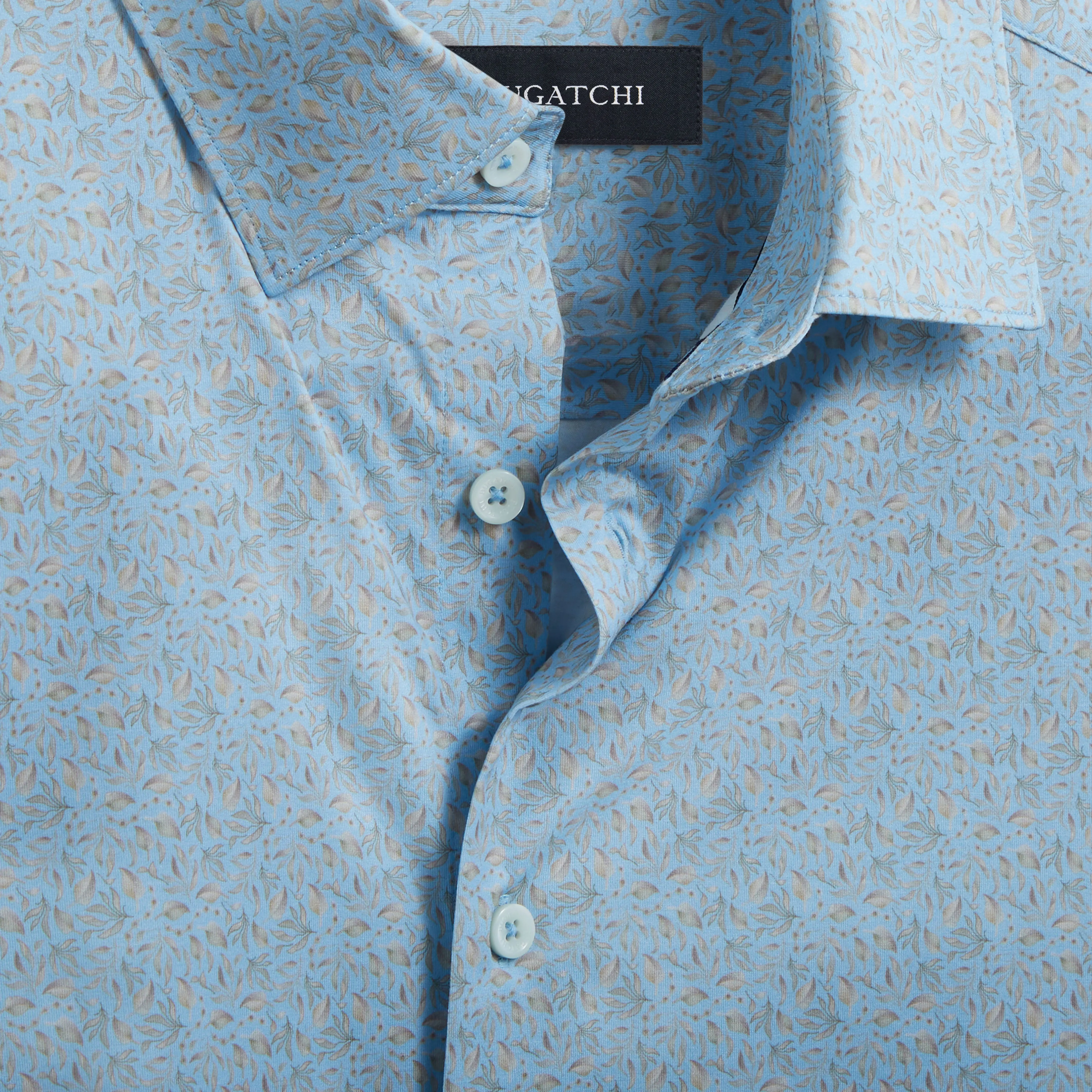 Miles Leaf Print OoohCotton Short Sleeve Shirt sold by Bugatchi product image thumbnail 2