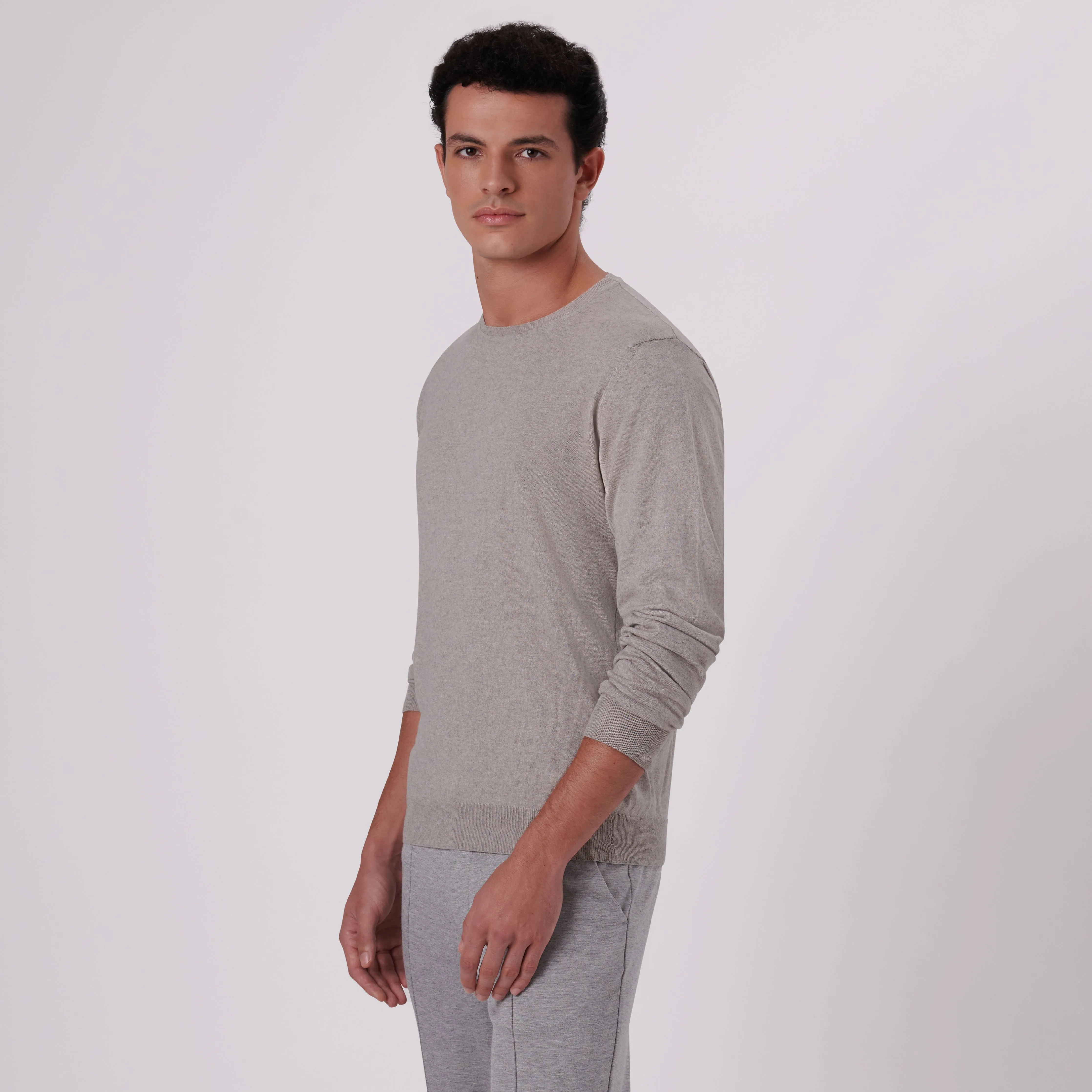 Solid Cotton Cashmere Crew Neck Sweater sold by Bugatchi product image thumbnail 3