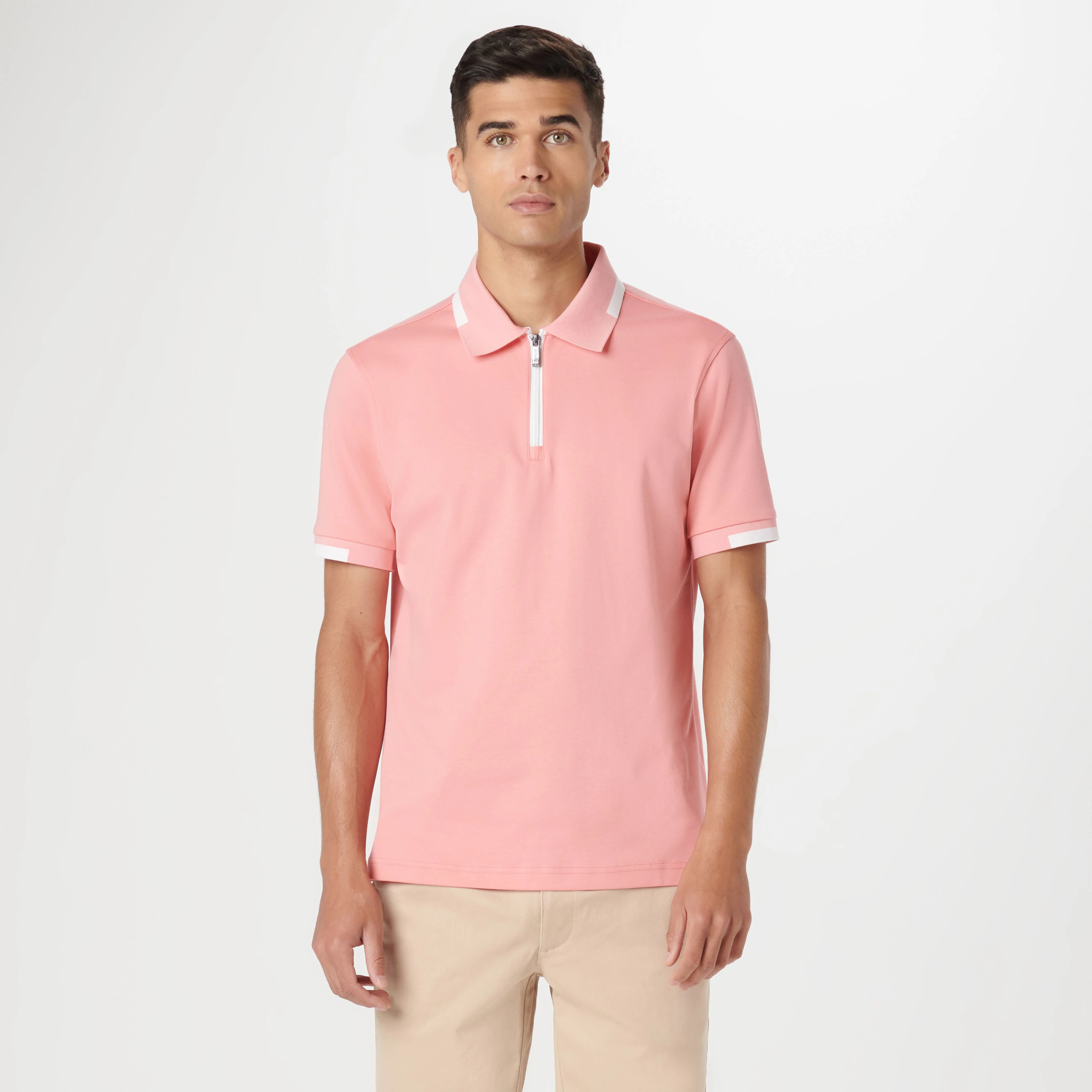 Tipped Quarter Zip Polo sold by Bugatchi product image thumbnail 2
