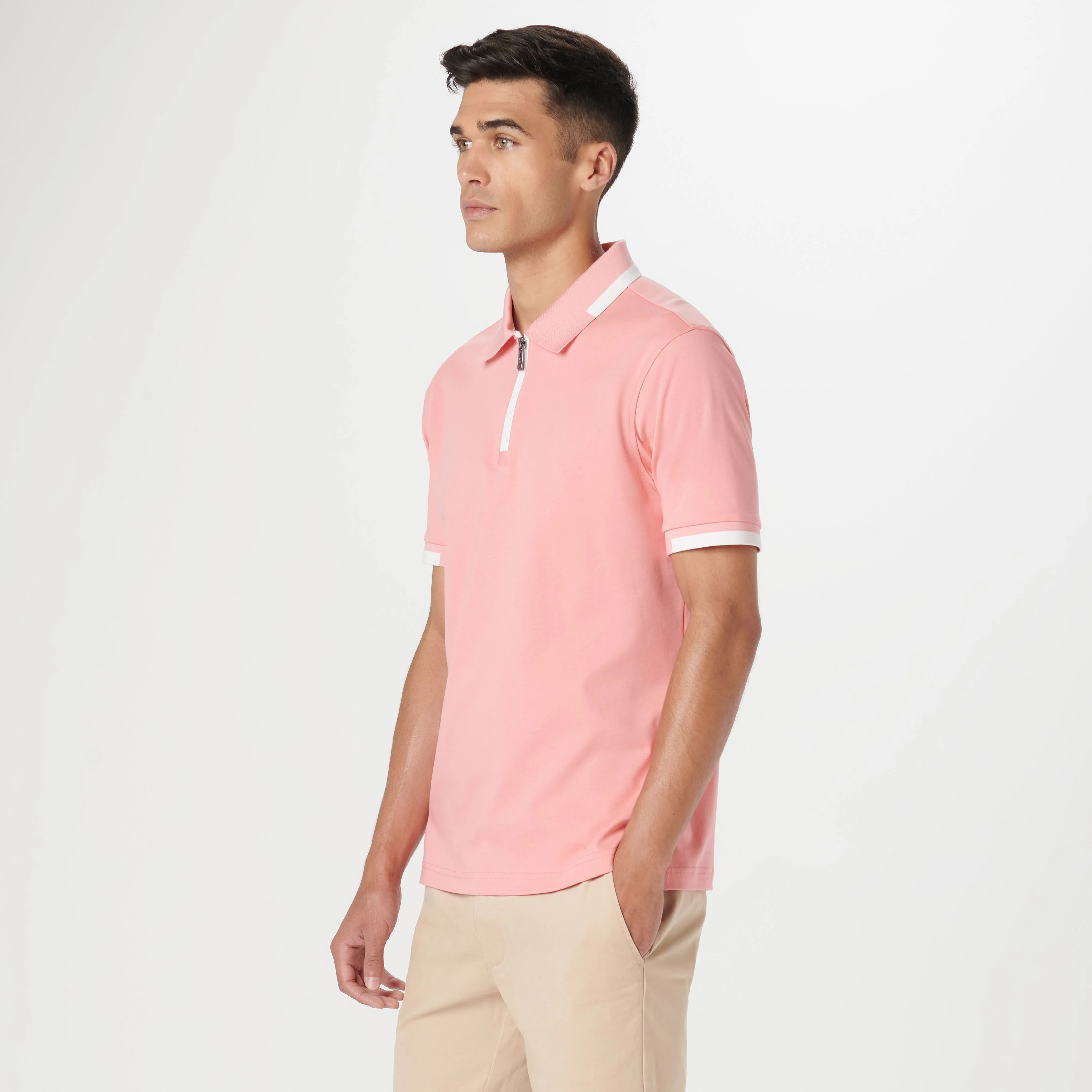 Tipped Quarter Zip Polo sold by Bugatchi product image thumbnail 3