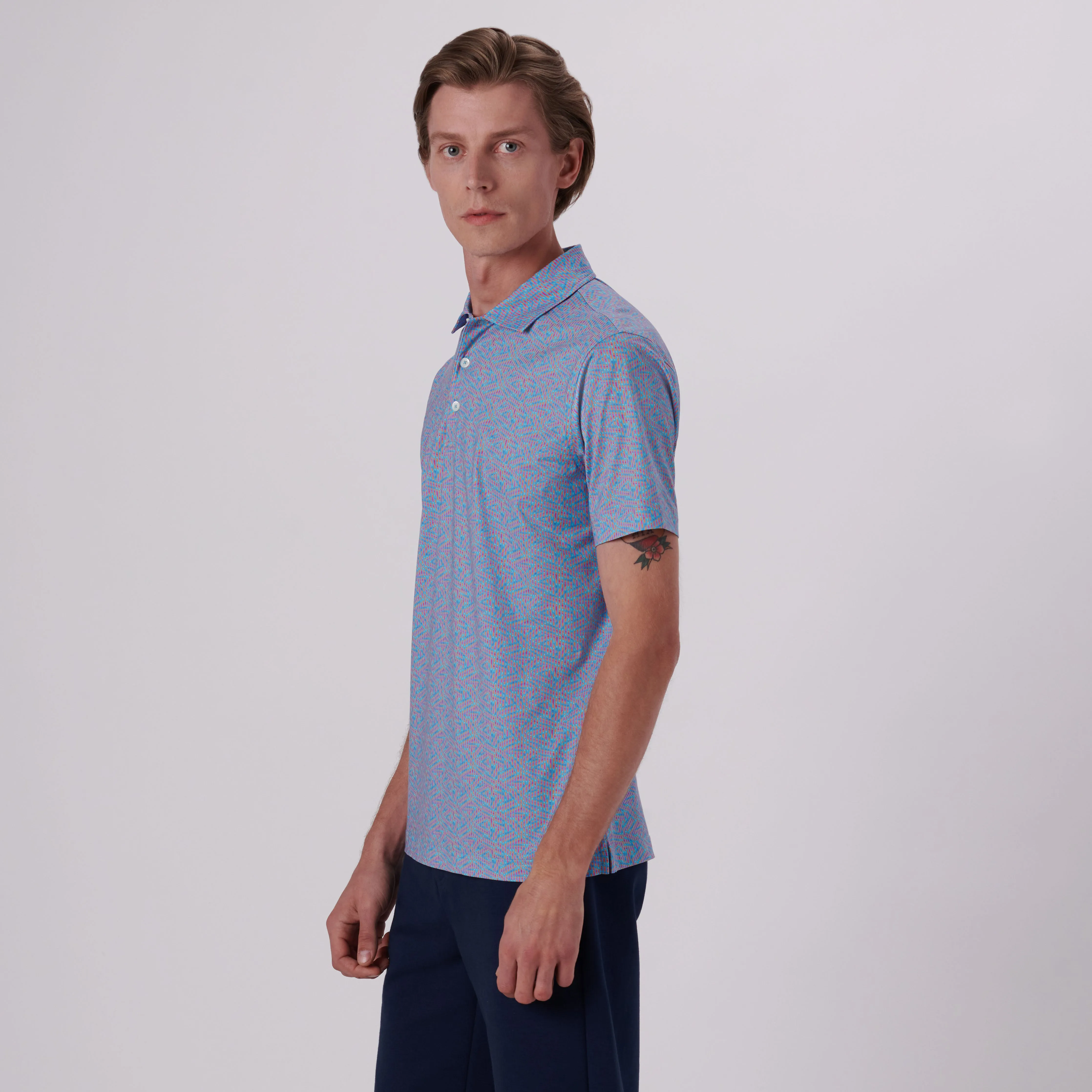 Victor Ribbon Stripe Print OoohCotton Polo sold by Bugatchi product image thumbnail 3