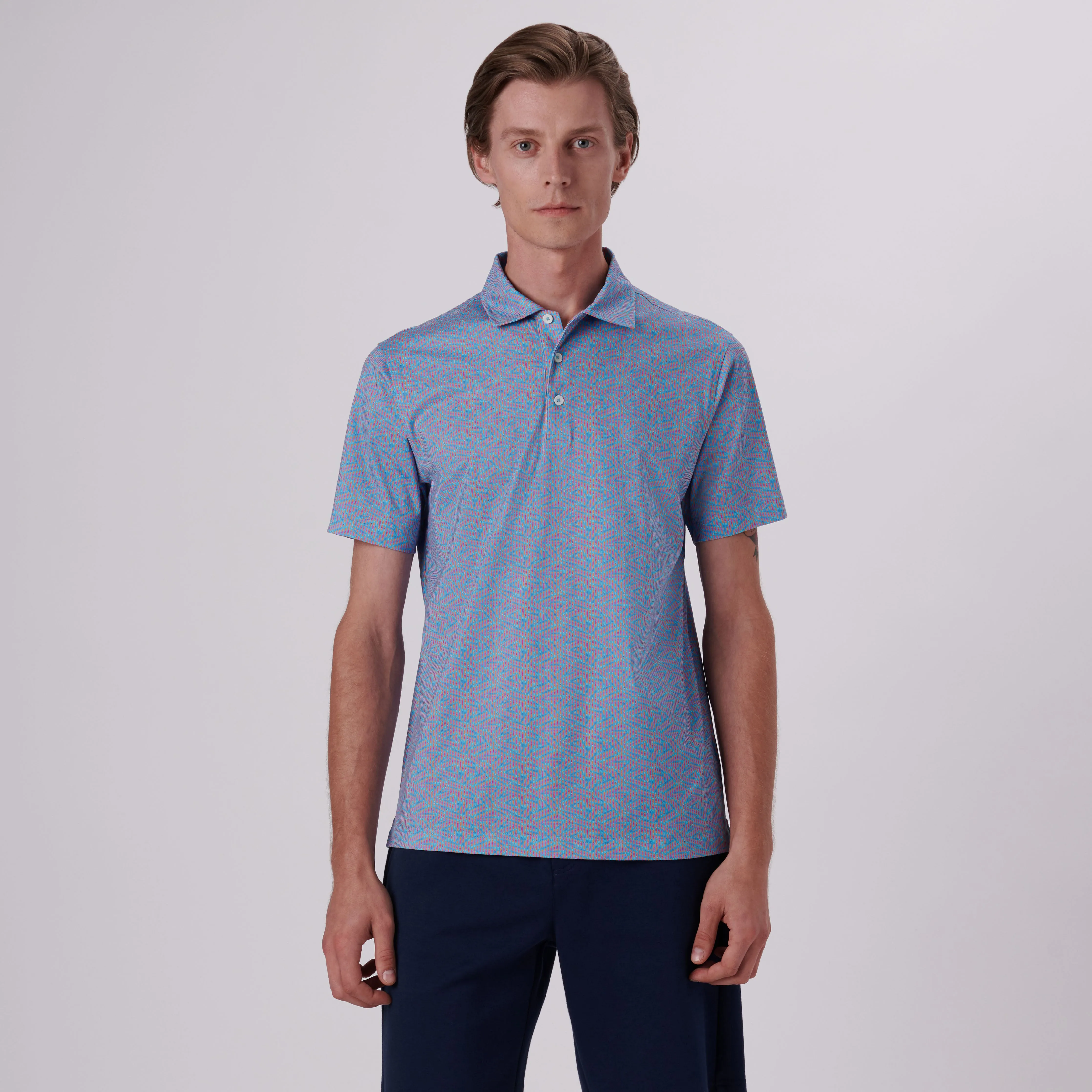Victor Ribbon Stripe Print OoohCotton Polo sold by Bugatchi product image thumbnail 2