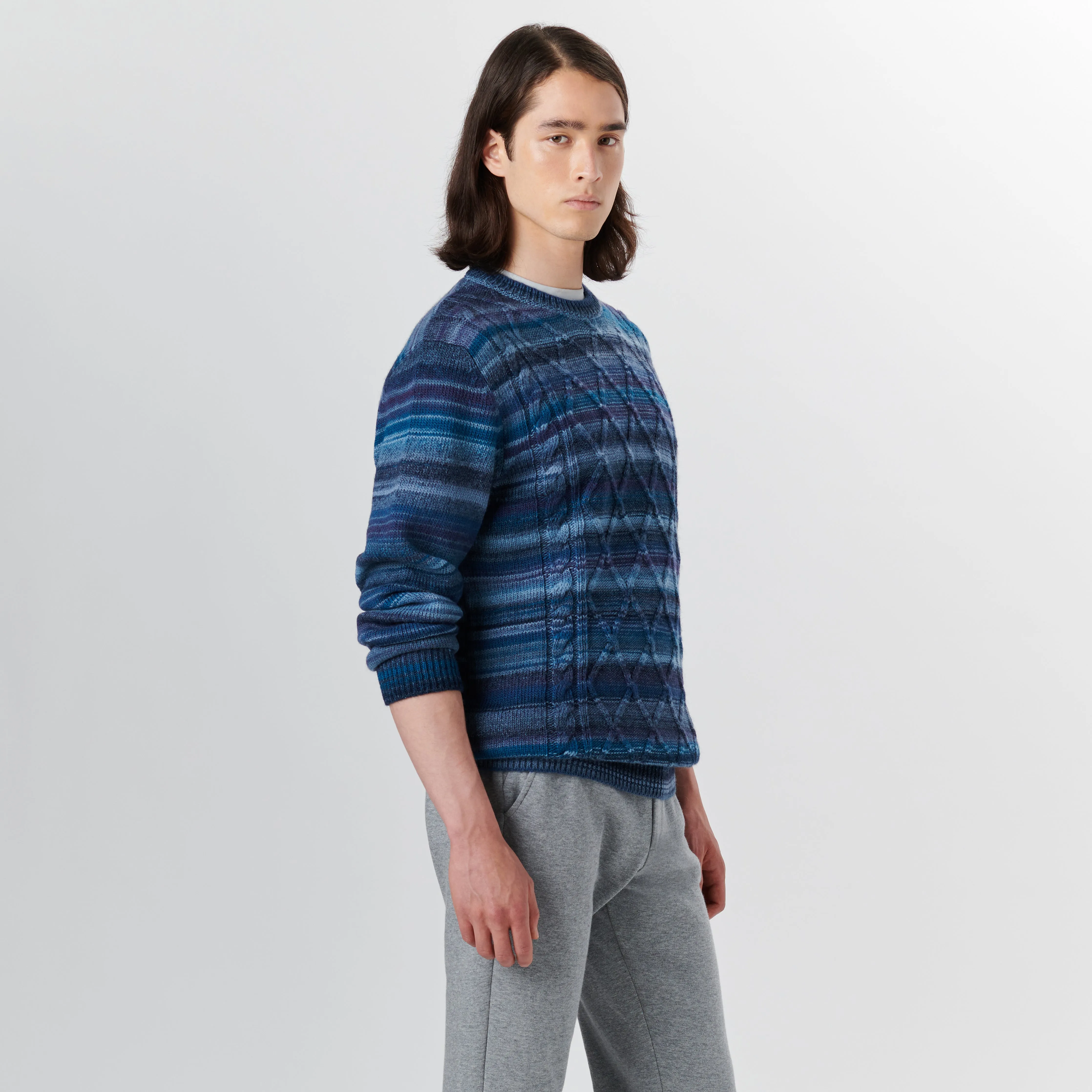Crew Neck Striped Jacquard Sweater sold by Bugatchi product image thumbnail 3