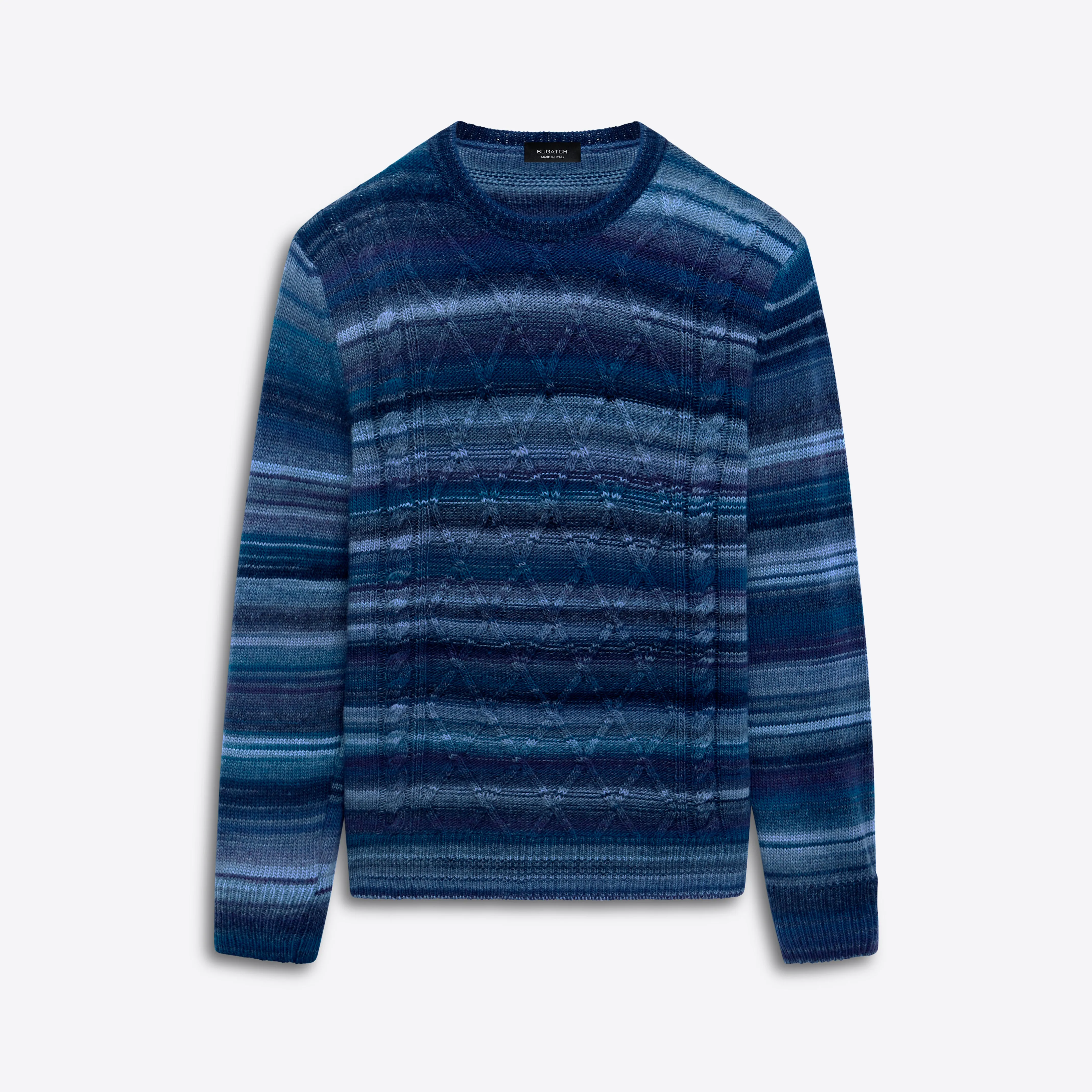 Crew Neck Striped Jacquard Sweater sold by Bugatchi