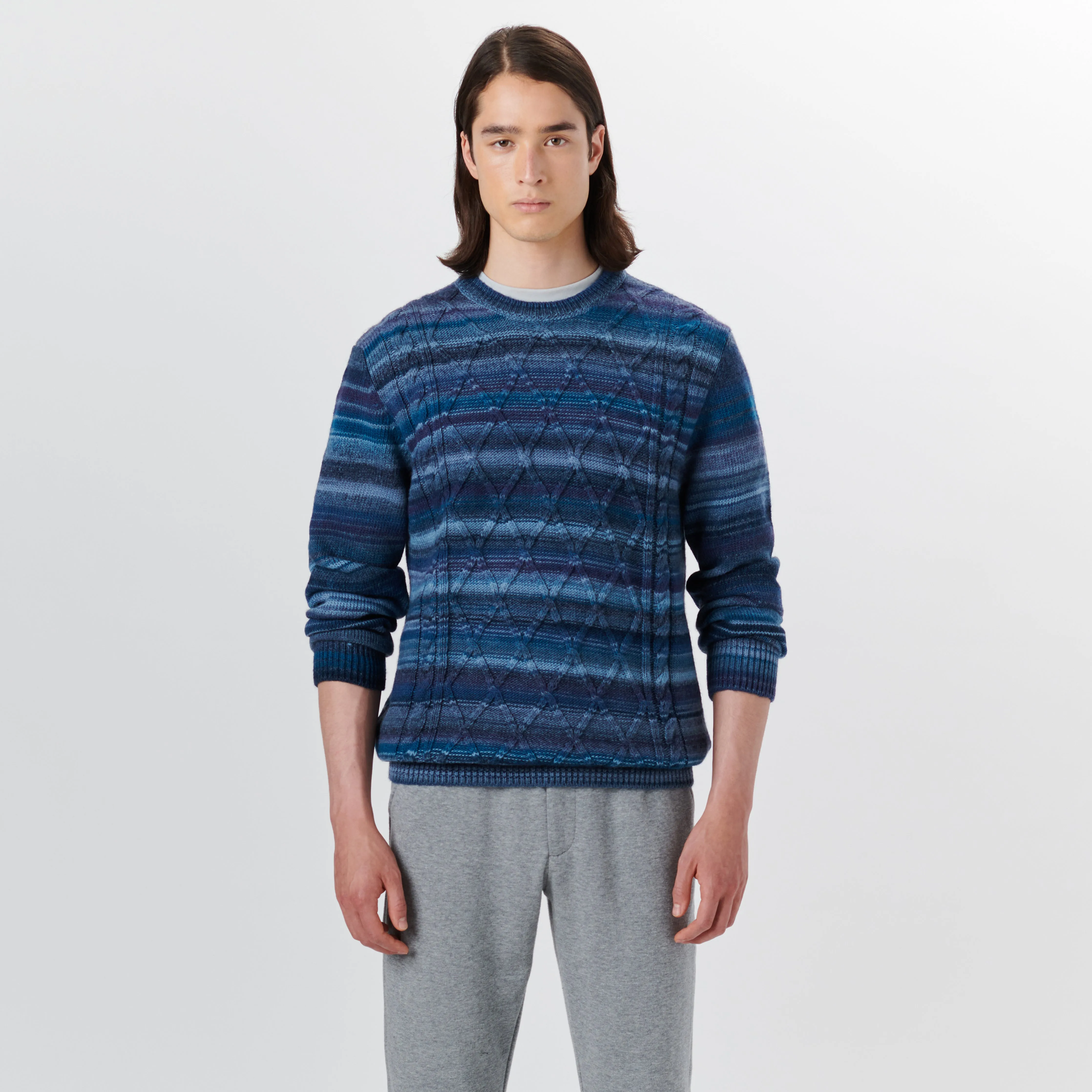 Crew Neck Striped Jacquard Sweater sold by Bugatchi product image thumbnail 2