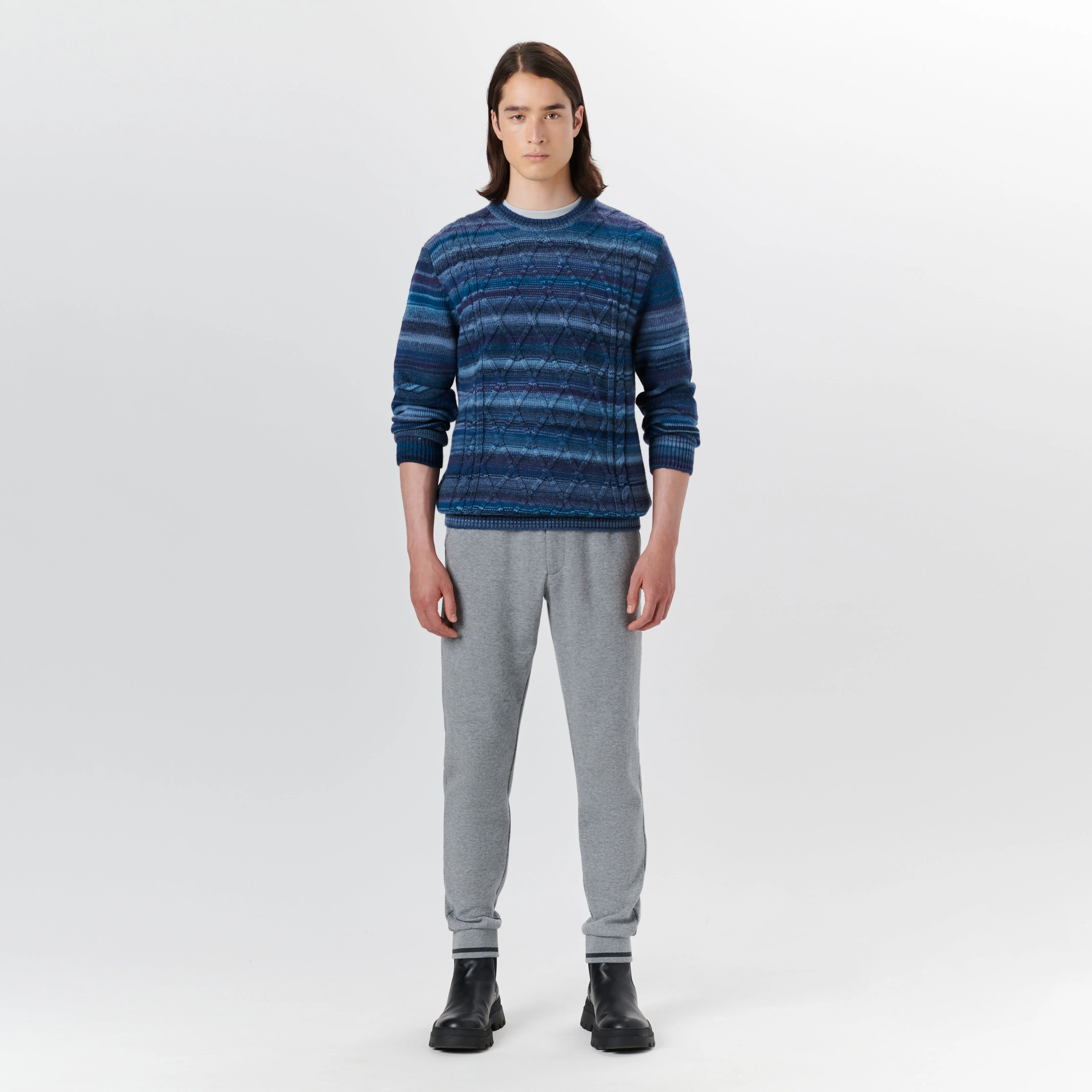 Crew Neck Striped Jacquard Sweater sold by Bugatchi product image thumbnail 5