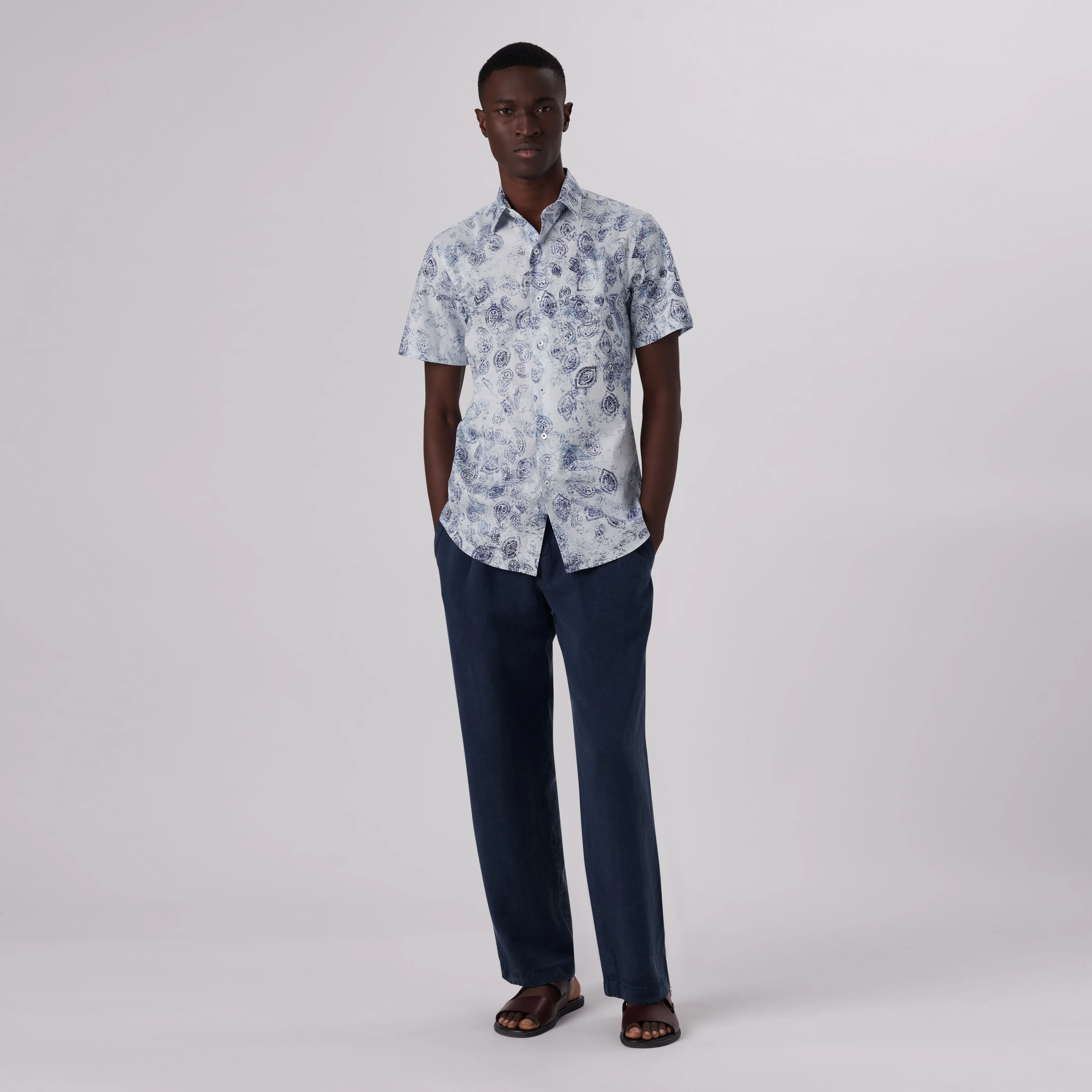 Orson Paisley Print Short Sleeve Shirt sold by Bugatchi product image thumbnail 5