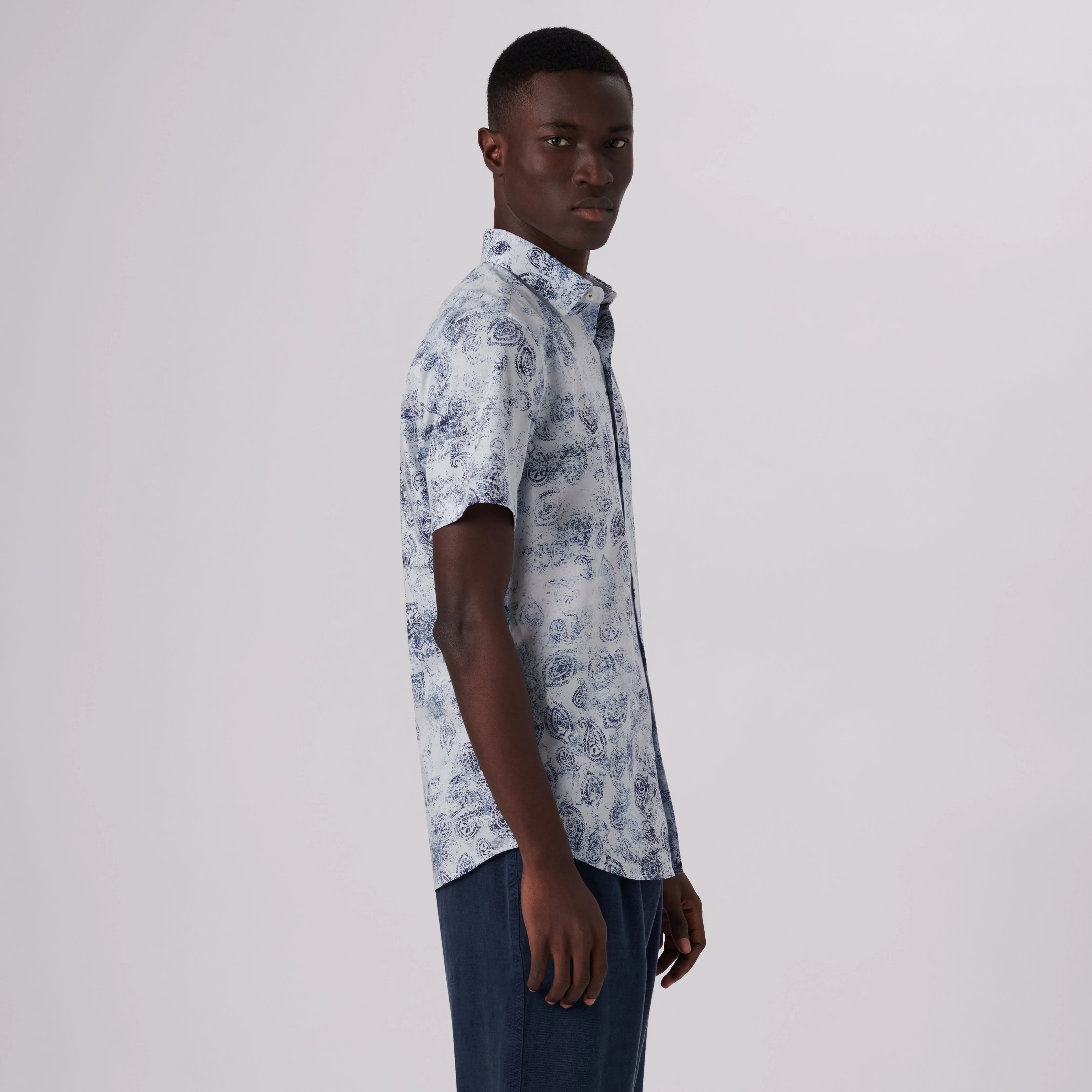 Orson Paisley Print Short Sleeve Shirt sold by Bugatchi product image thumbnail 3