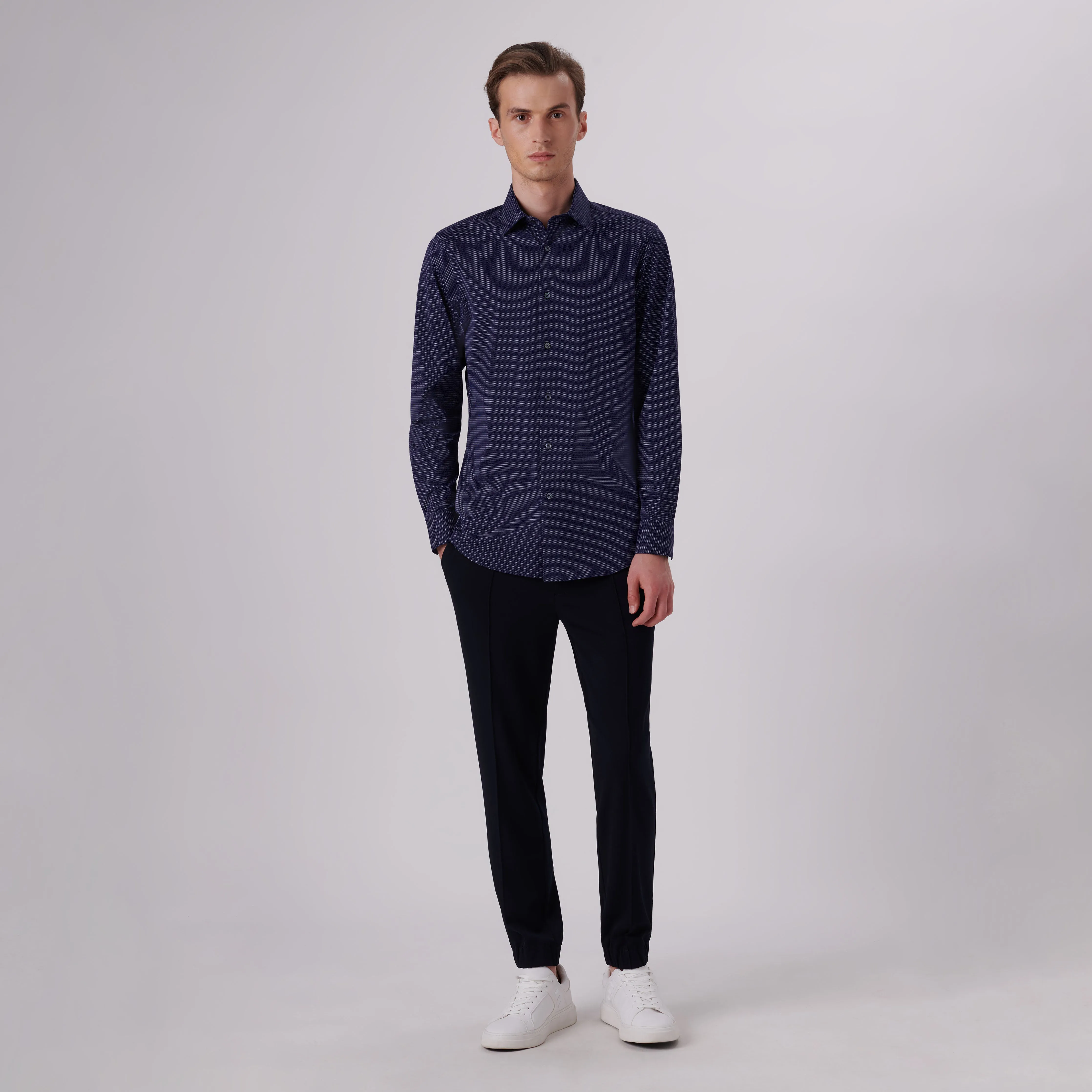 James Chalk Stripe Print OoohCotton Shirt sold by Bugatchi product image thumbnail 5