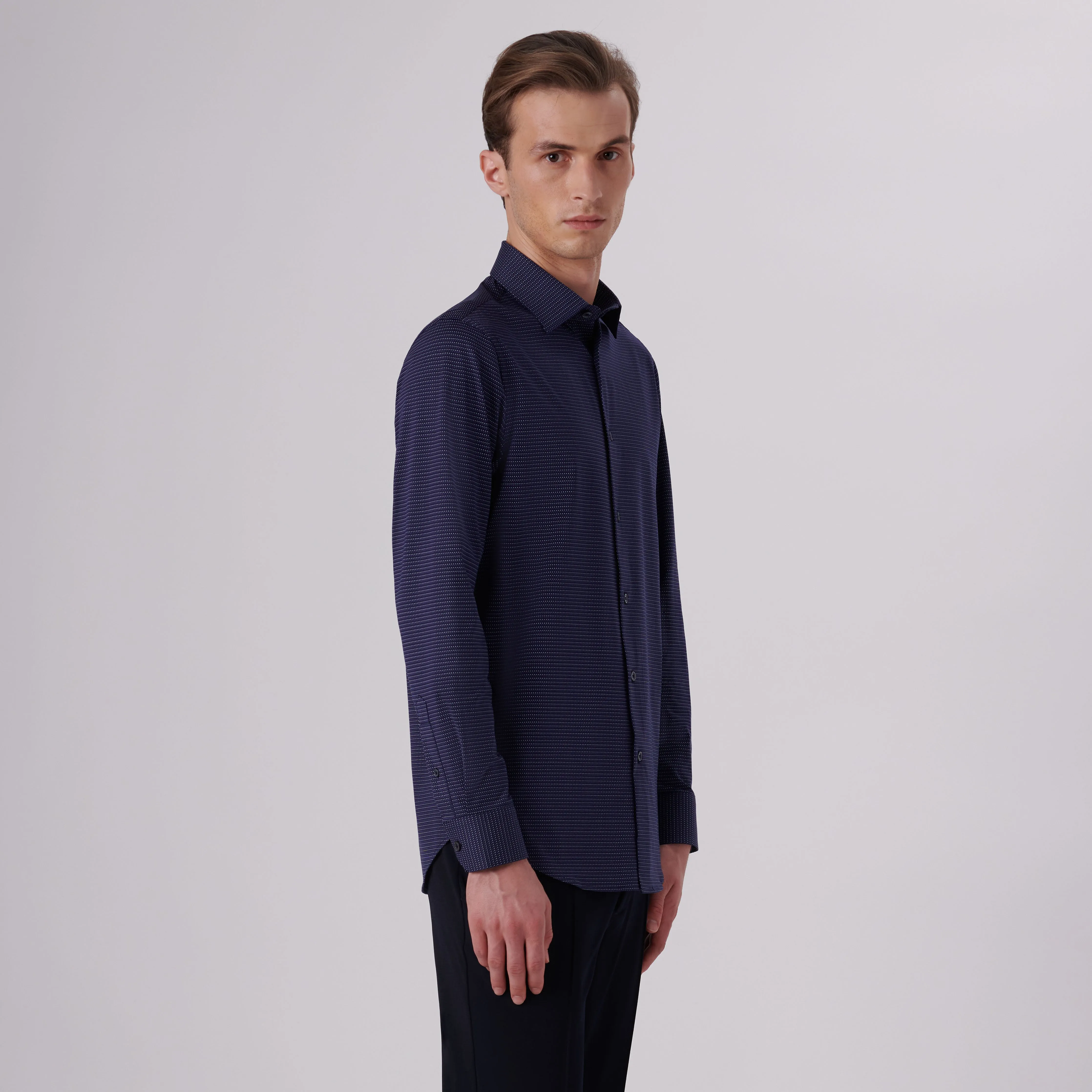 James Chalk Stripe Print OoohCotton Shirt sold by Bugatchi product image thumbnail 3