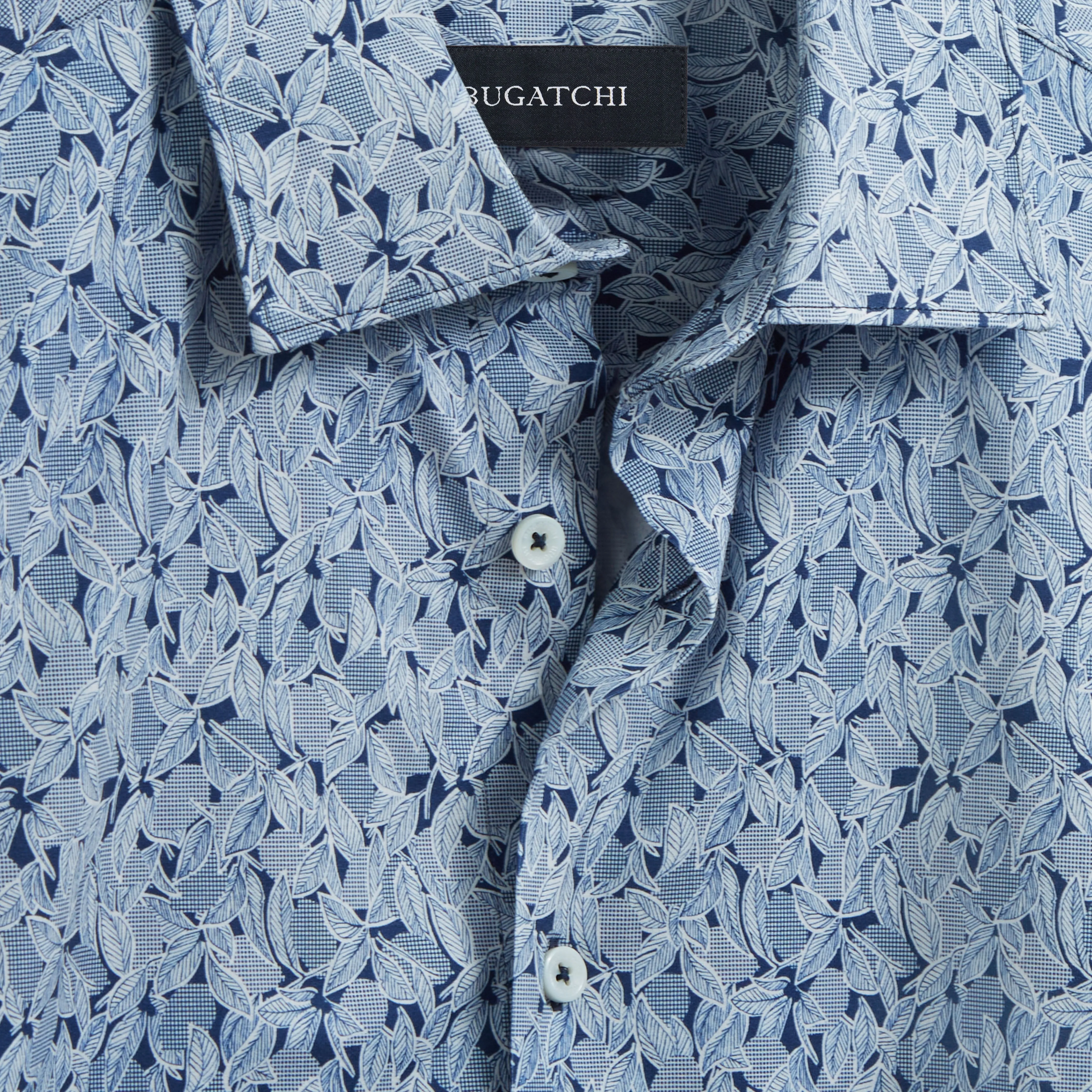 Miles Leaf Print OoohCotton Short Sleeve Shirt sold by Bugatchi product image thumbnail 2
