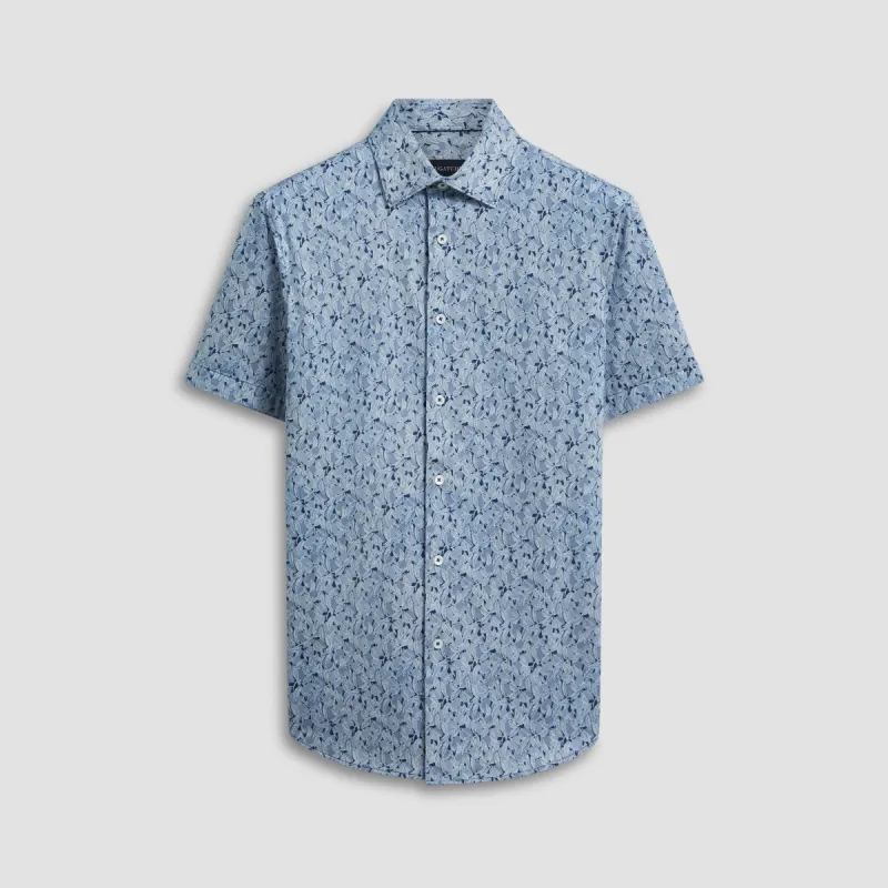 Miles Leaf Print OoohCotton Short Sleeve Shirt sold by Bugatchi