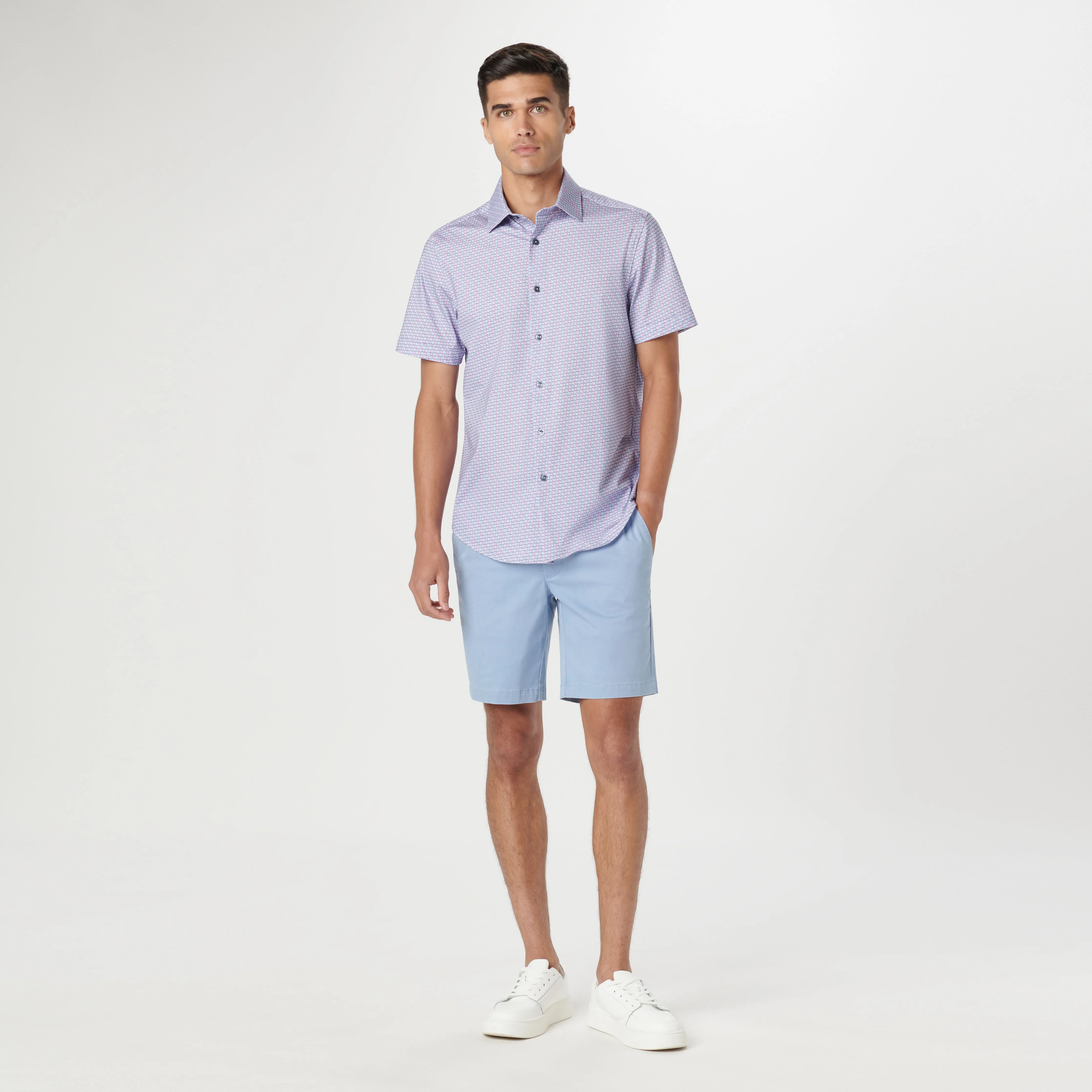 Miles Geometric OoohCotton Short Sleeve Shirt sold by Bugatchi product image thumbnail 5