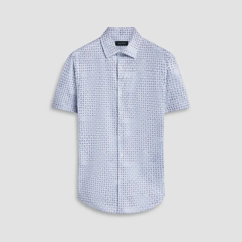 Miles Geometric OoohCotton Short Sleeve Shirt sold by Bugatchi